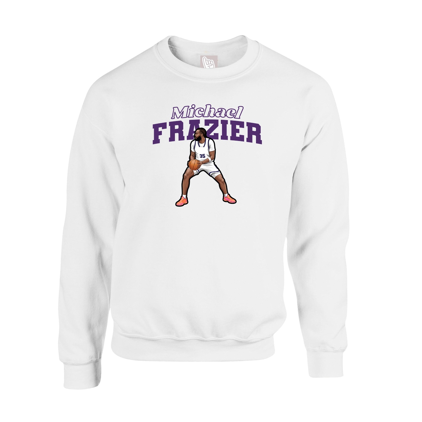 Fleece Crew — Name Arch in White