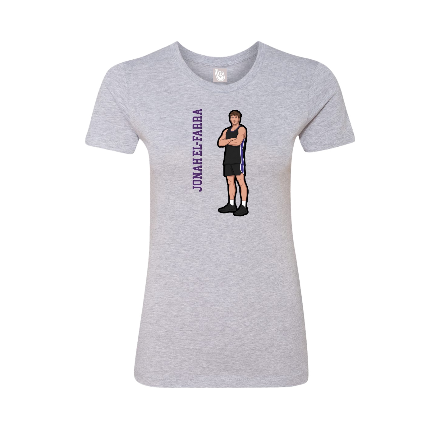 Fitted Women's Tee — Name Vertical in Grey