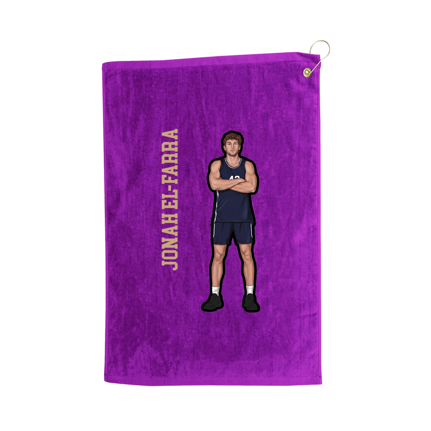 Golf Towel — Name Vertical in Purple