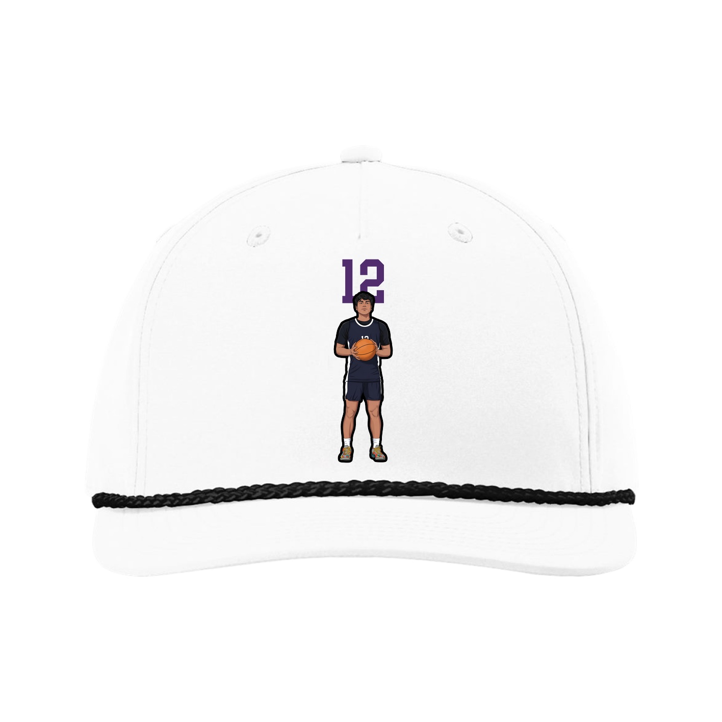 Five-Panel Classic Rope Cap — Number Top in White