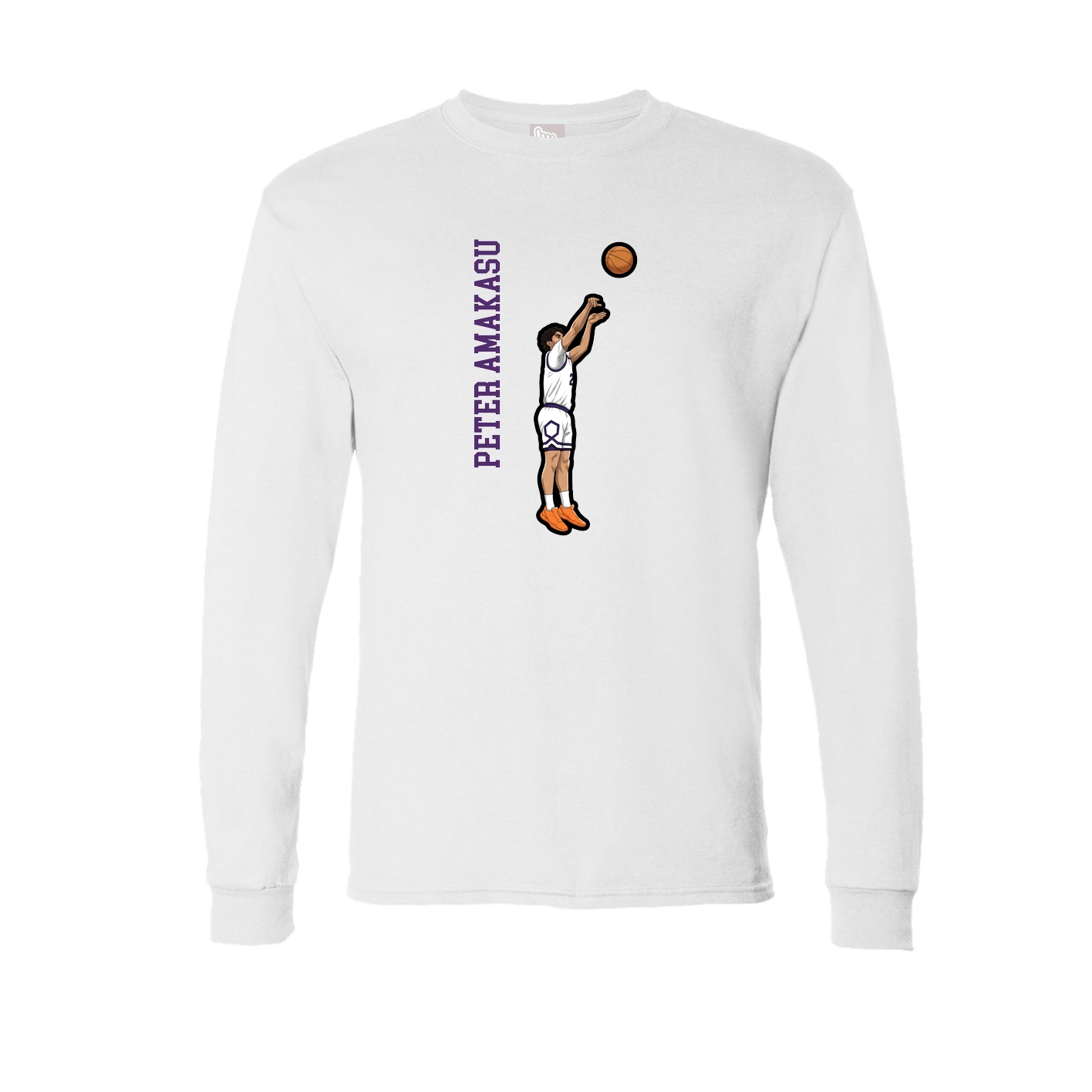 Long Sleeve Tee — Name Vertical in White