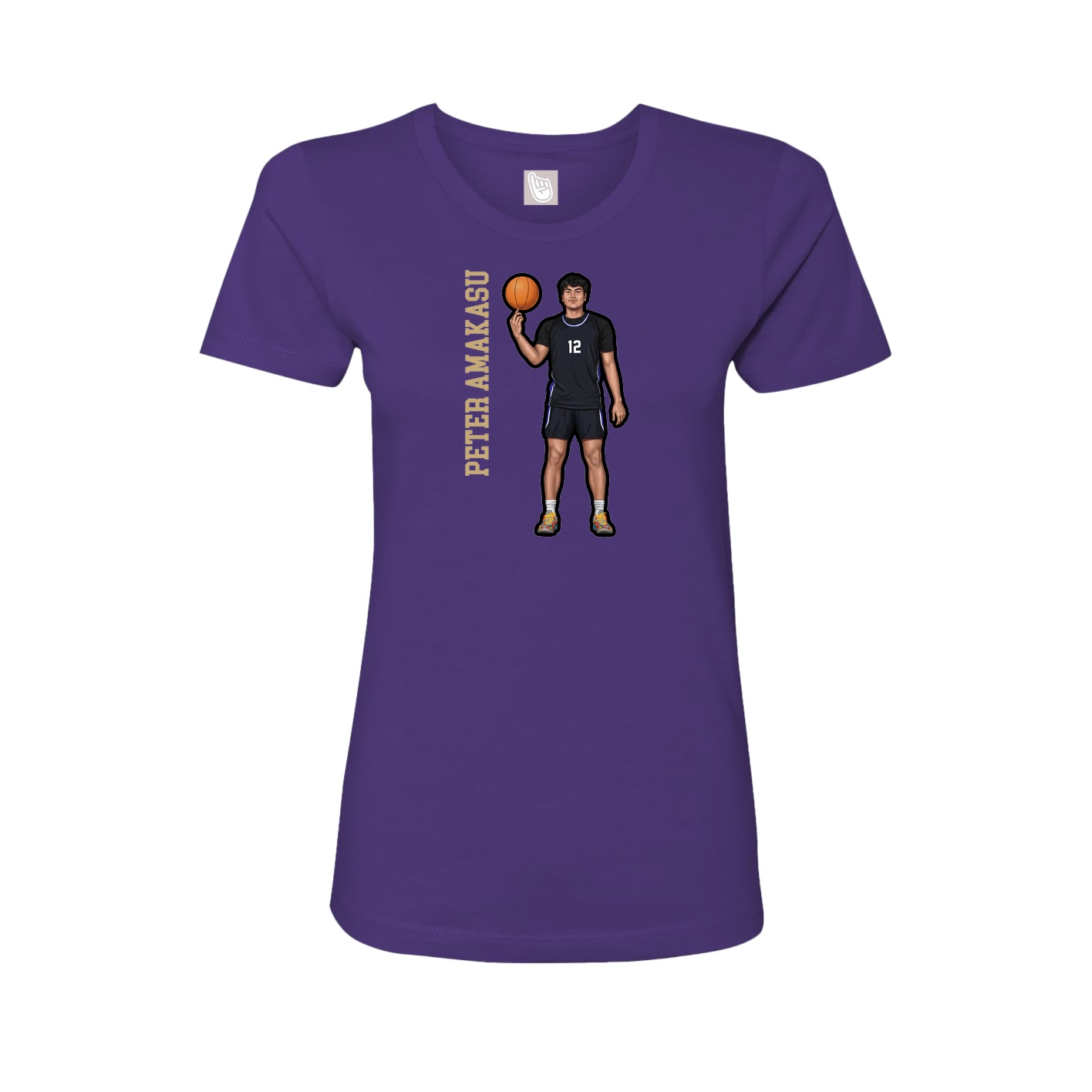 Fitted Women's Tee — Name Vertical in Purple