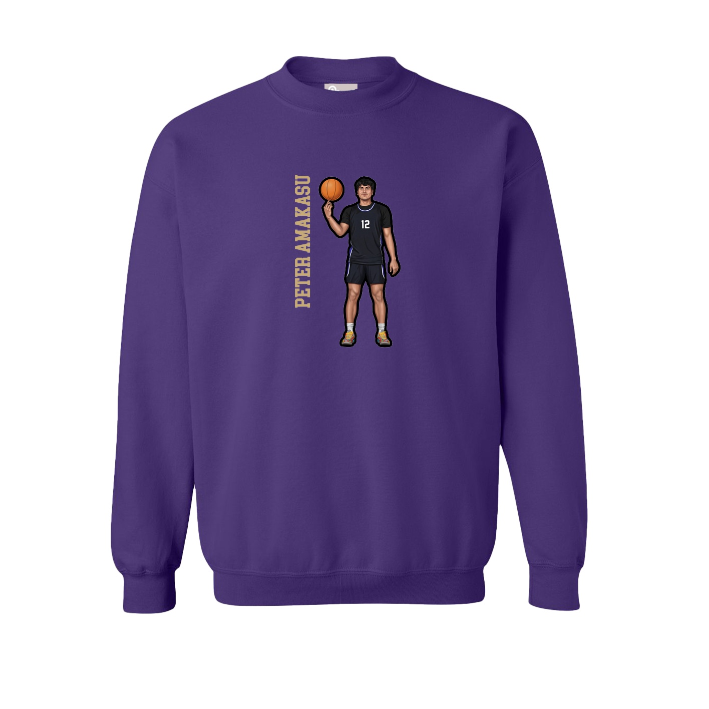 Fleece Crew — Name Vertical in Purple