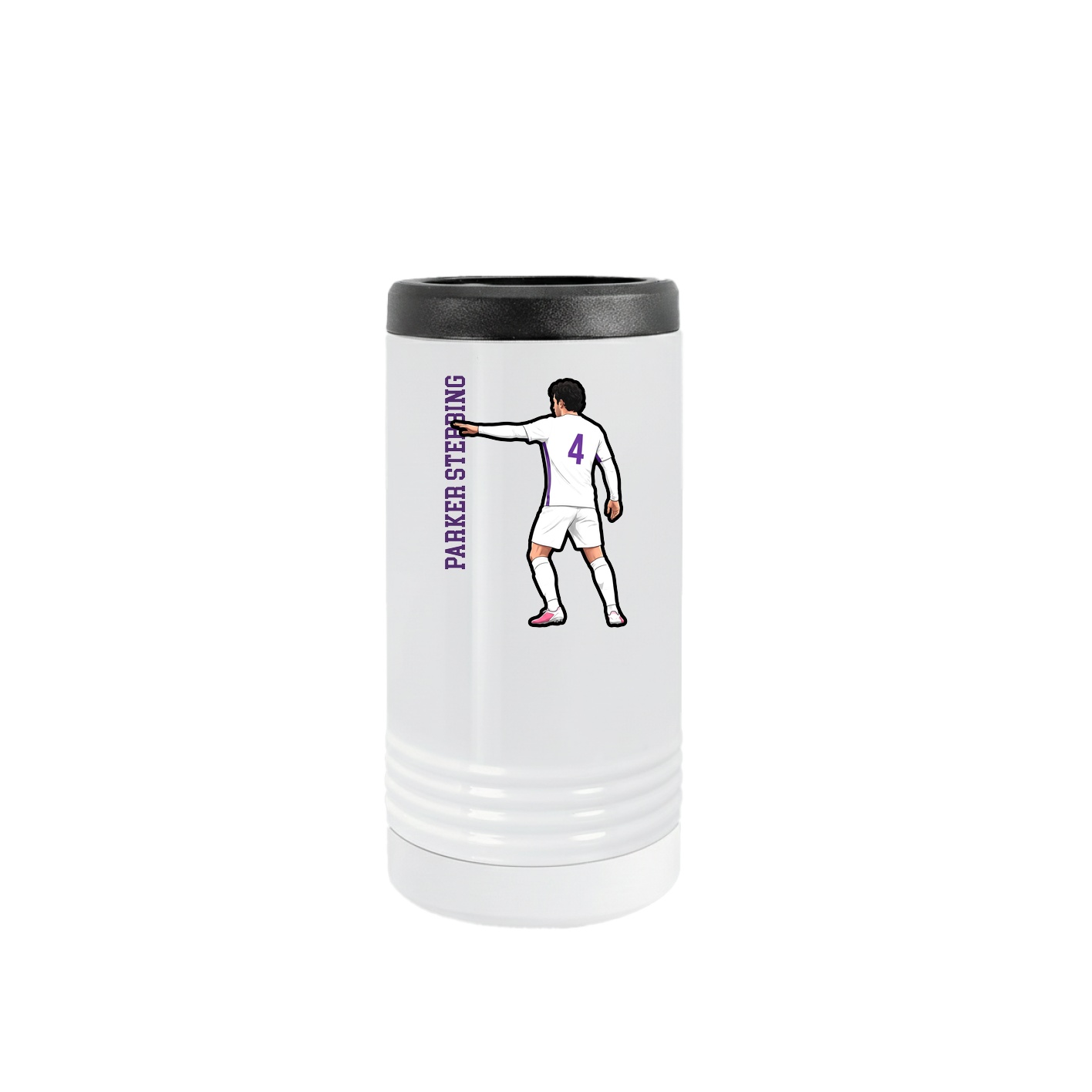 Slim Beverage Holder — Name Vertical in White