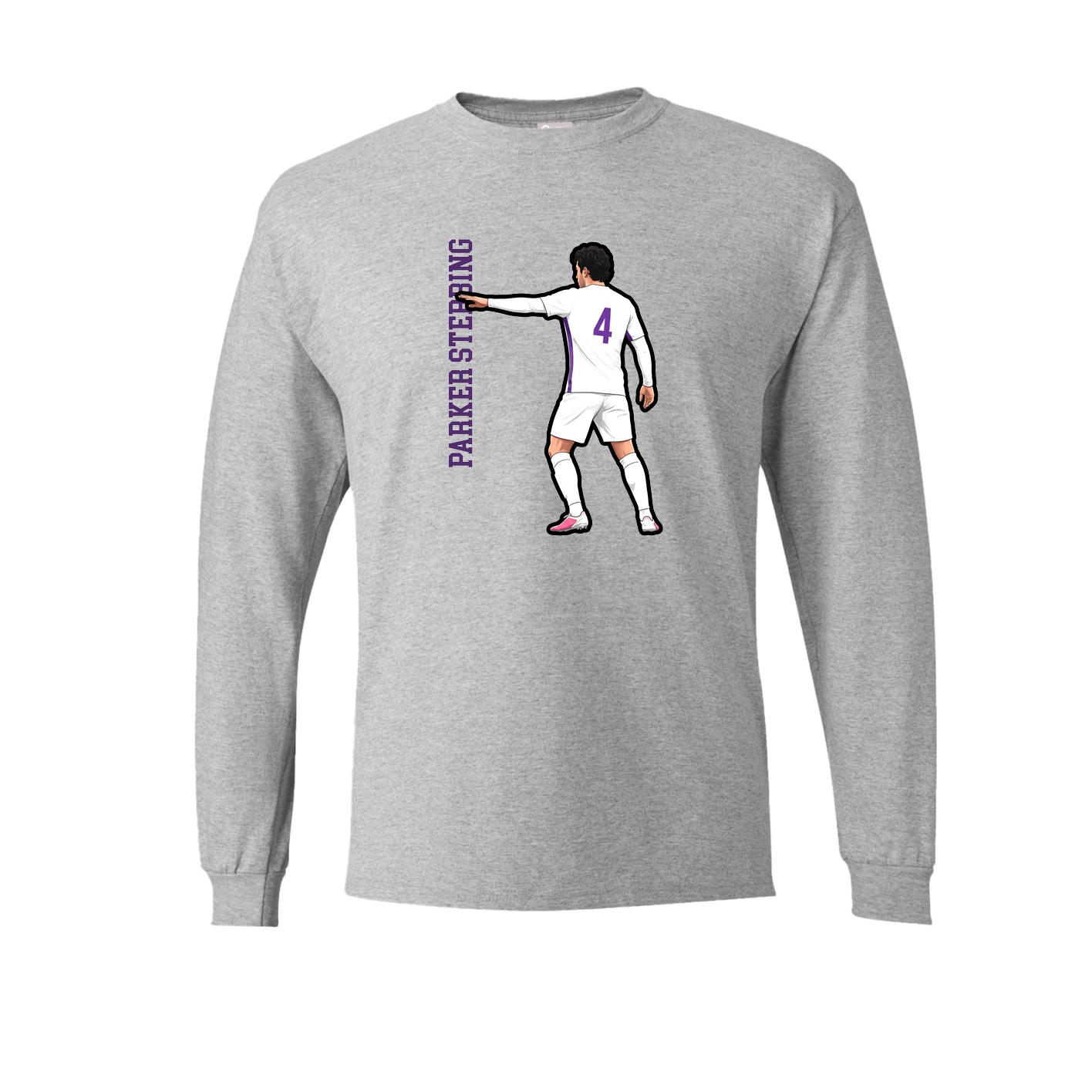 Long Sleeve Tee — Name Vertical in Grey