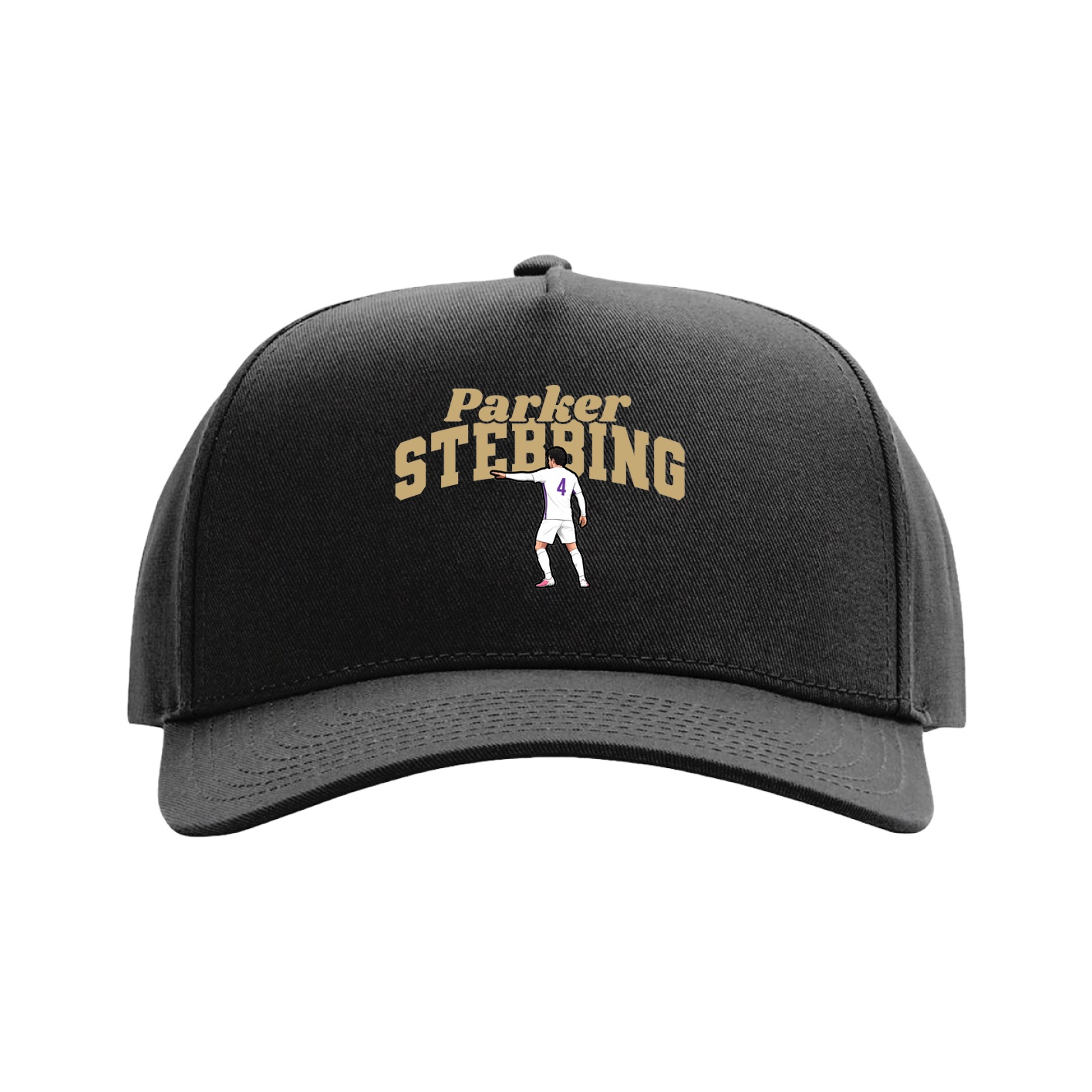 Full Fabric Five-Panel Champ Cap — Signature Arch in Black
