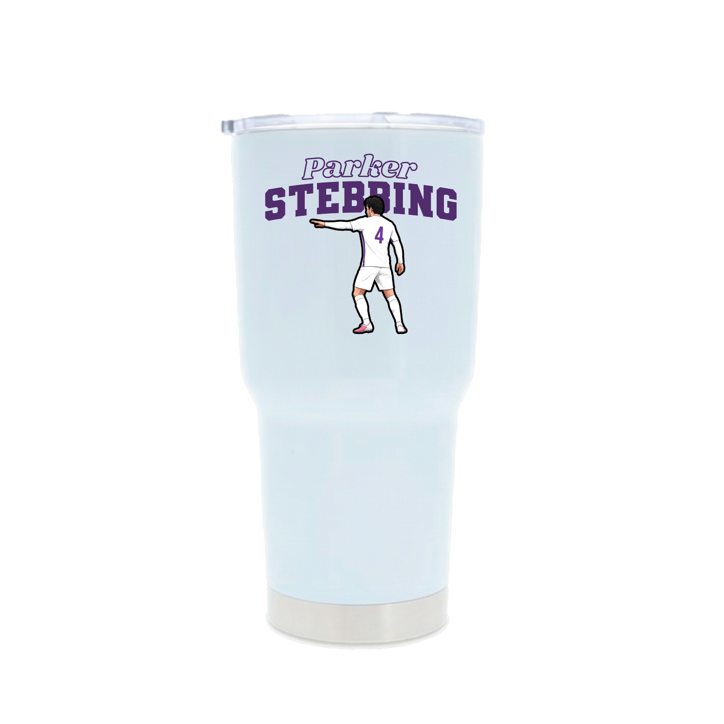 30oz Stainless Steel Tumbler — Name Arch in White
