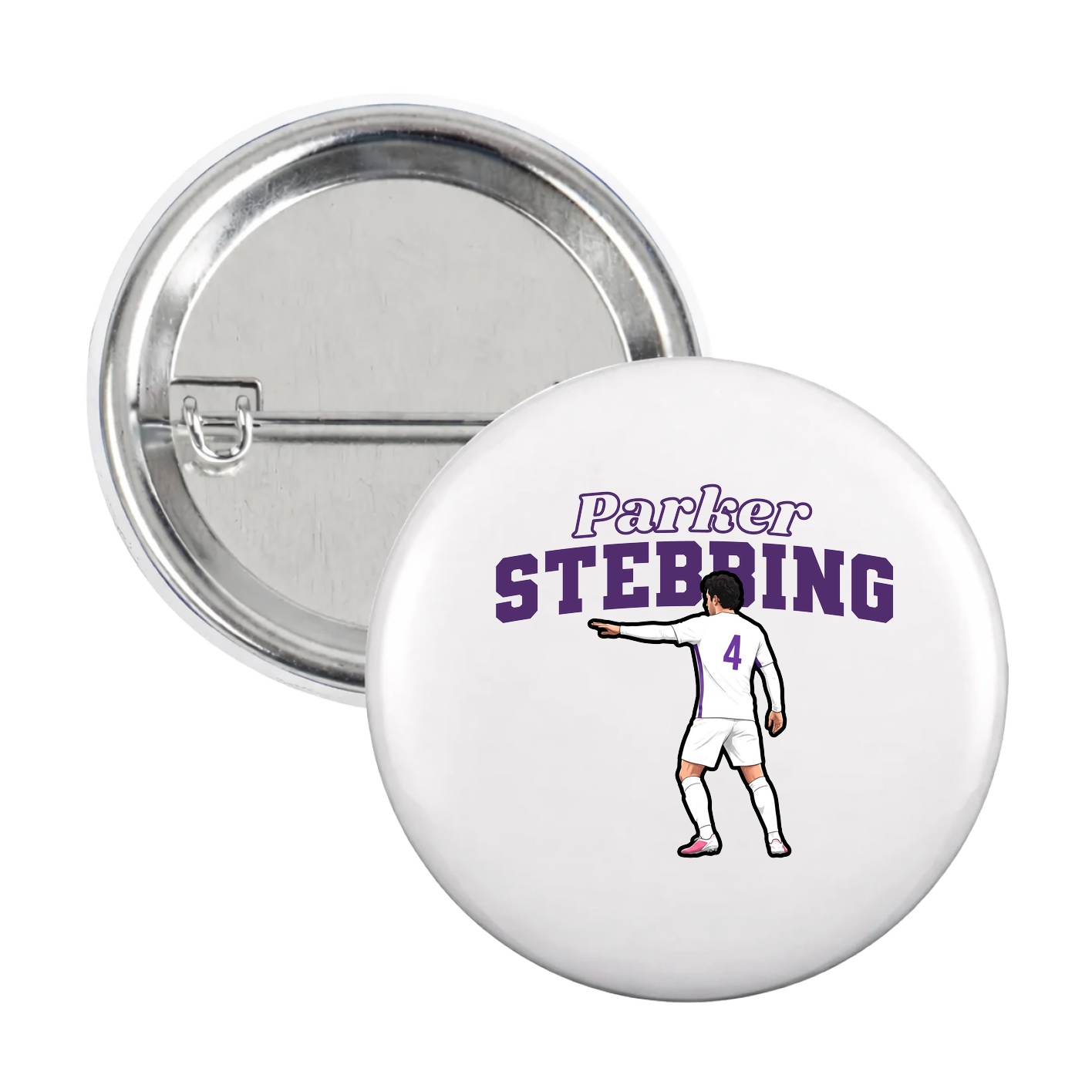 Game Day Button — Name Arch in White