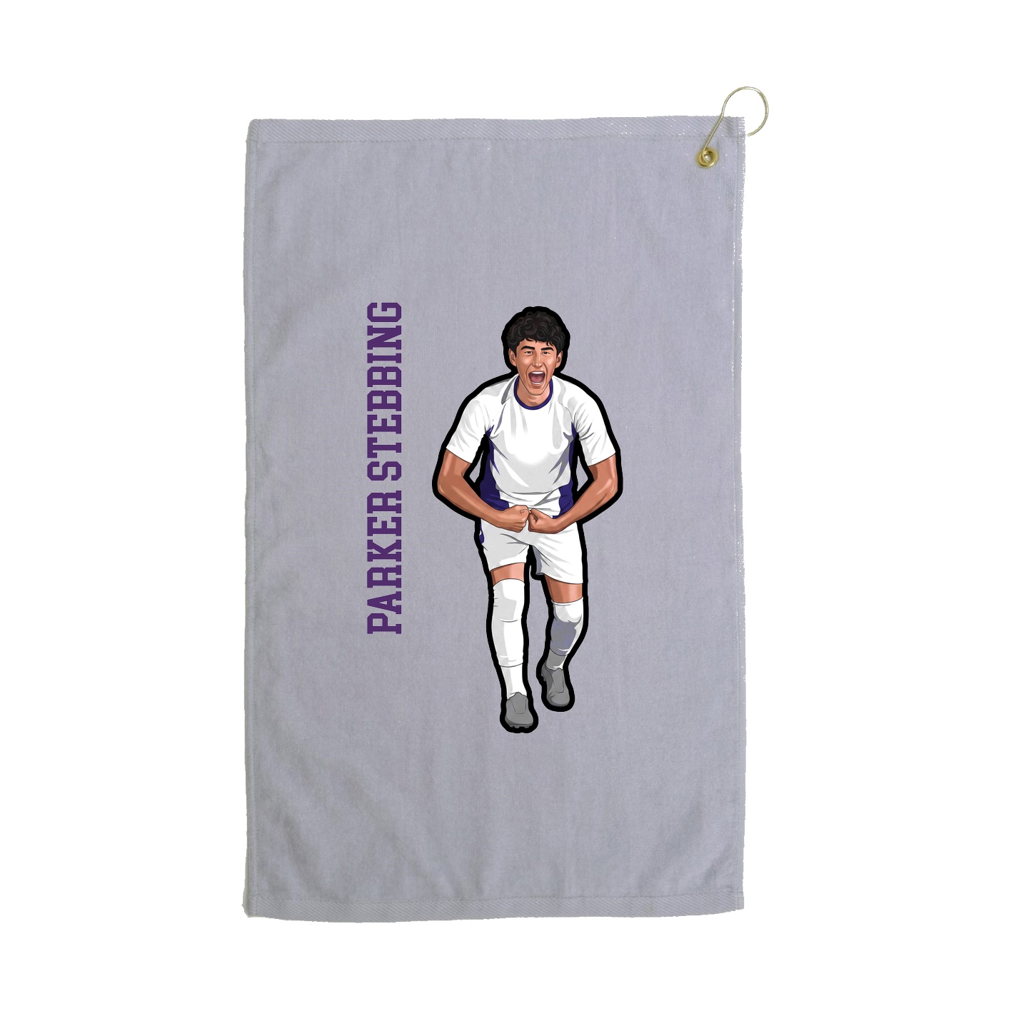 Golf Towel — Name Vertical in Grey