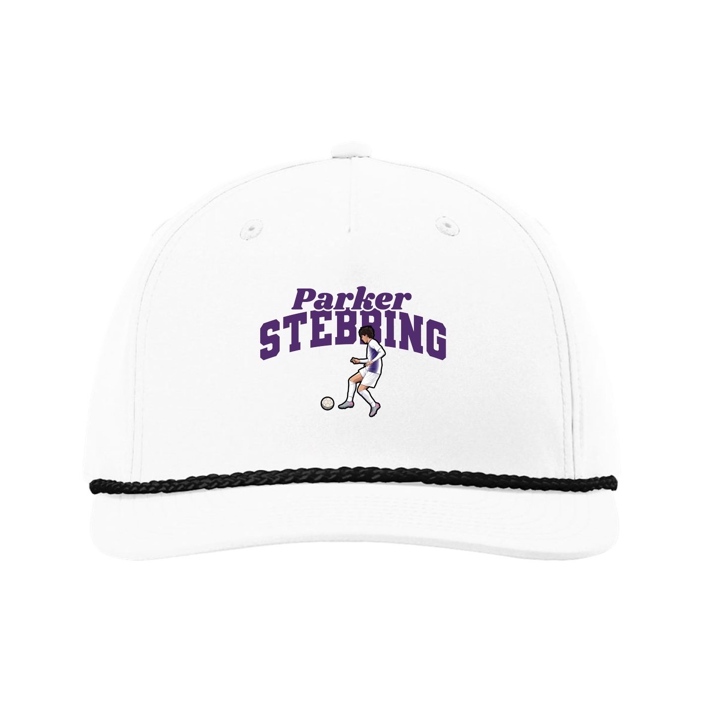 Five-Panel Classic Rope Cap — Signature Arch in White