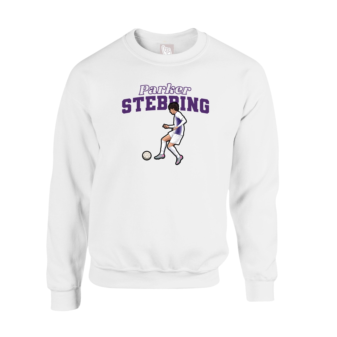 Fleece Crew — Name Arch in White