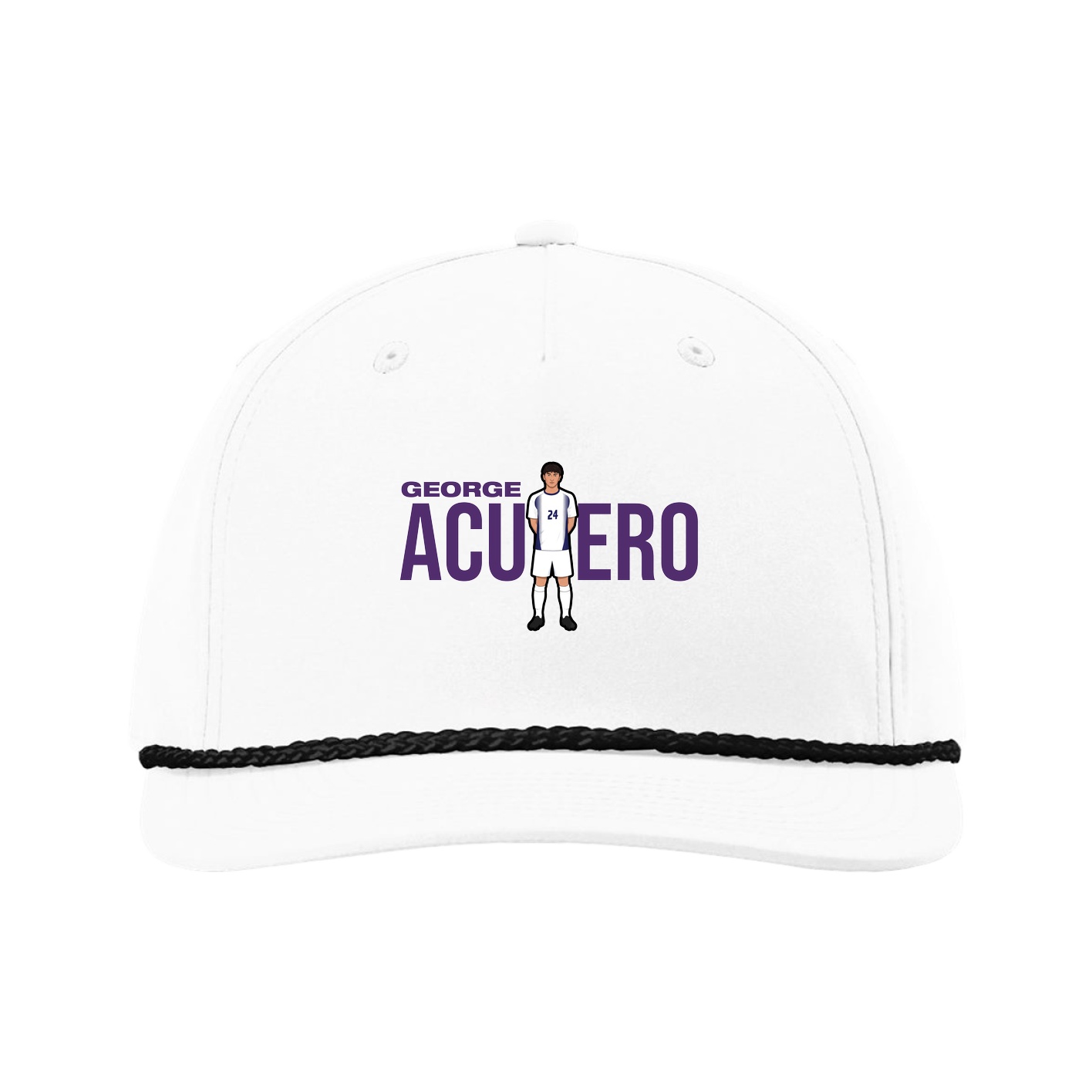Five-Panel Classic Rope Cap — Player Name in White