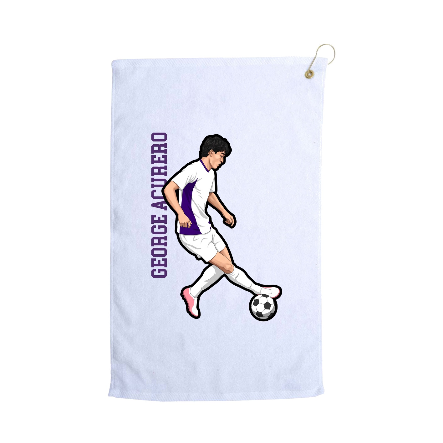 Golf Towel — Name Vertical in White