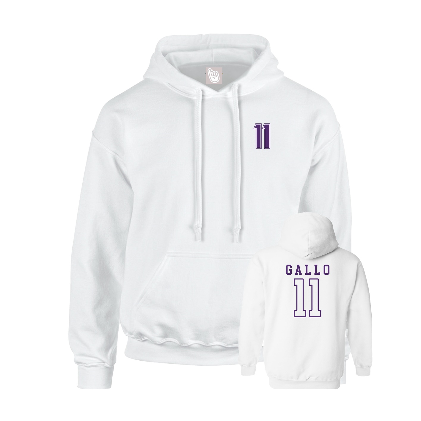 Youth Hoodie — Chest Back in White