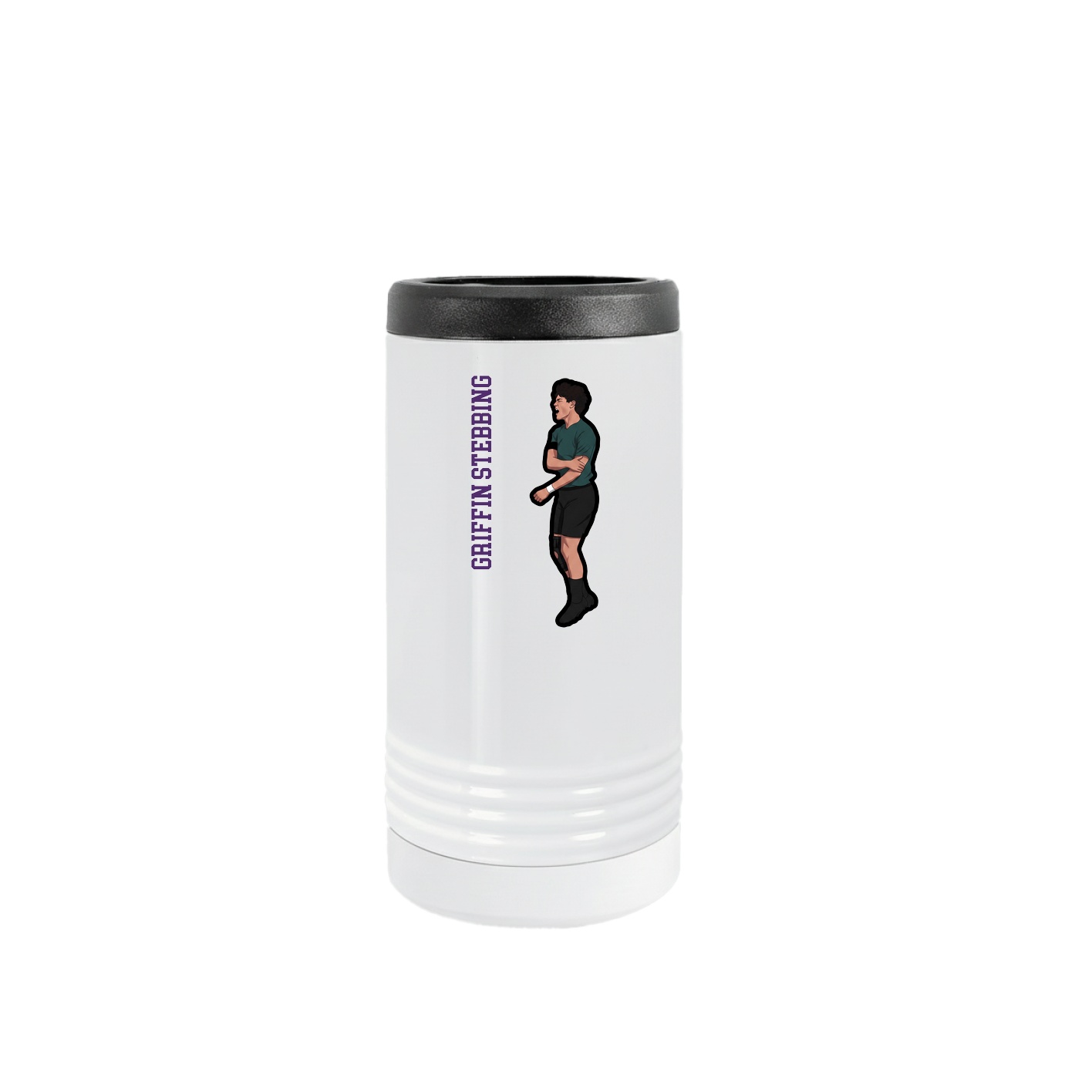 Slim Beverage Holder — Name Vertical in White