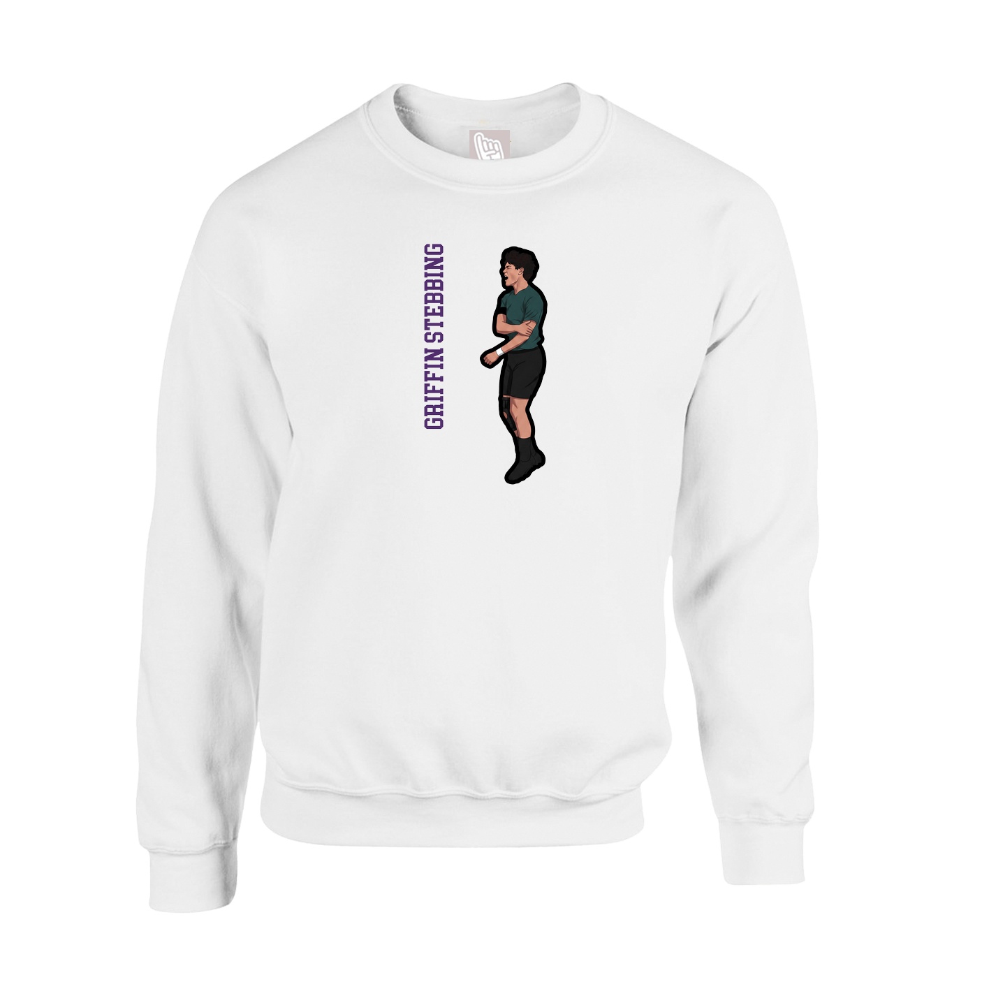 Fleece Crew — Name Vertical in White