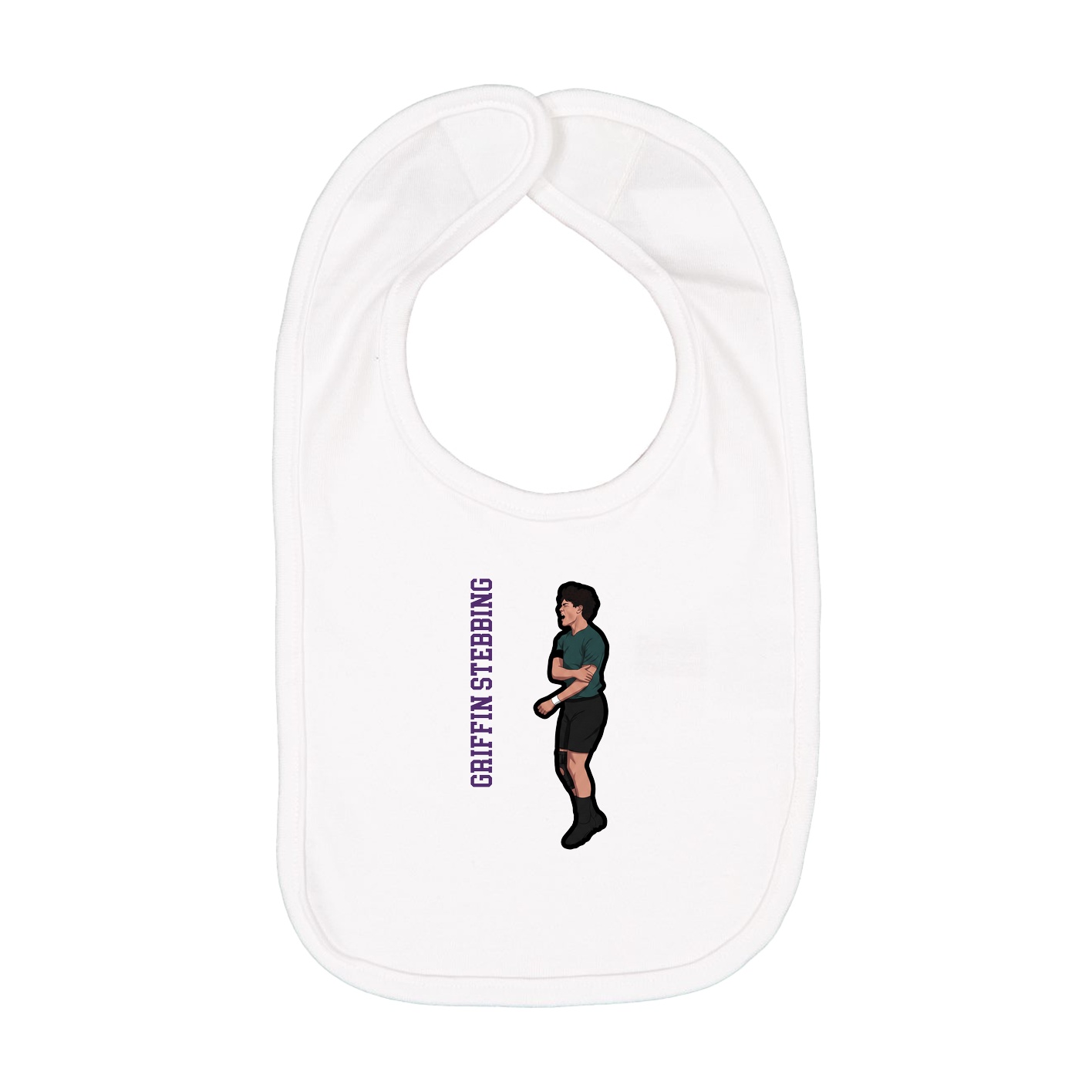 Infant Bib — Name Vertical in White