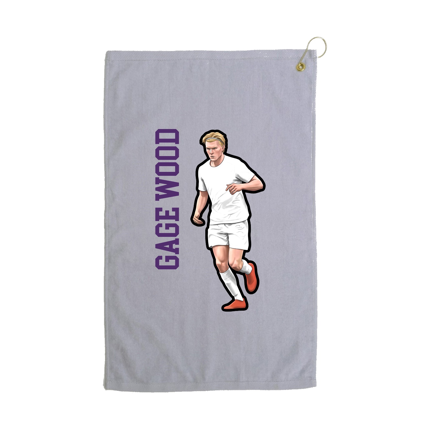 Golf Towel — Name Vertical in Grey