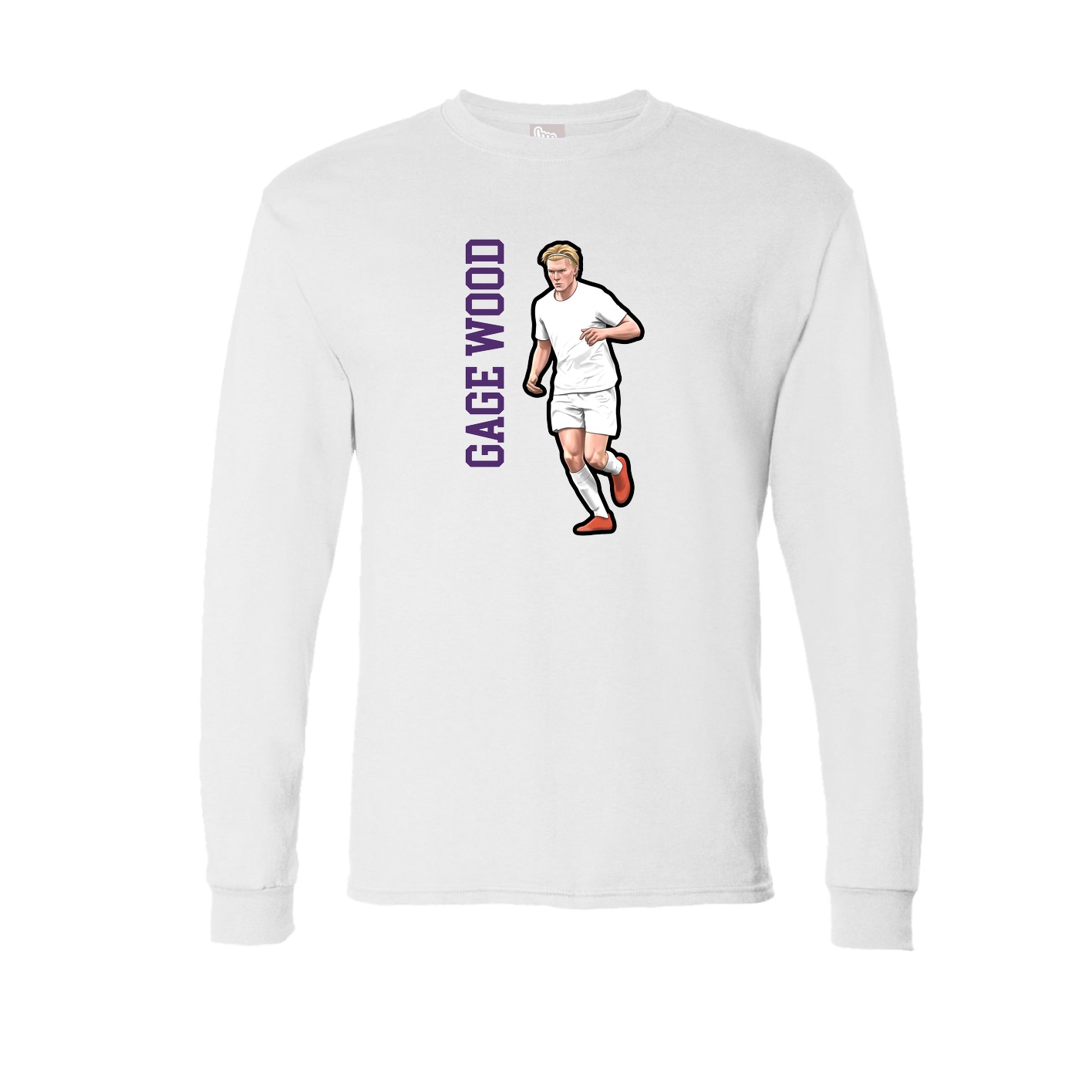 Long Sleeve Tee — Name Vertical in White