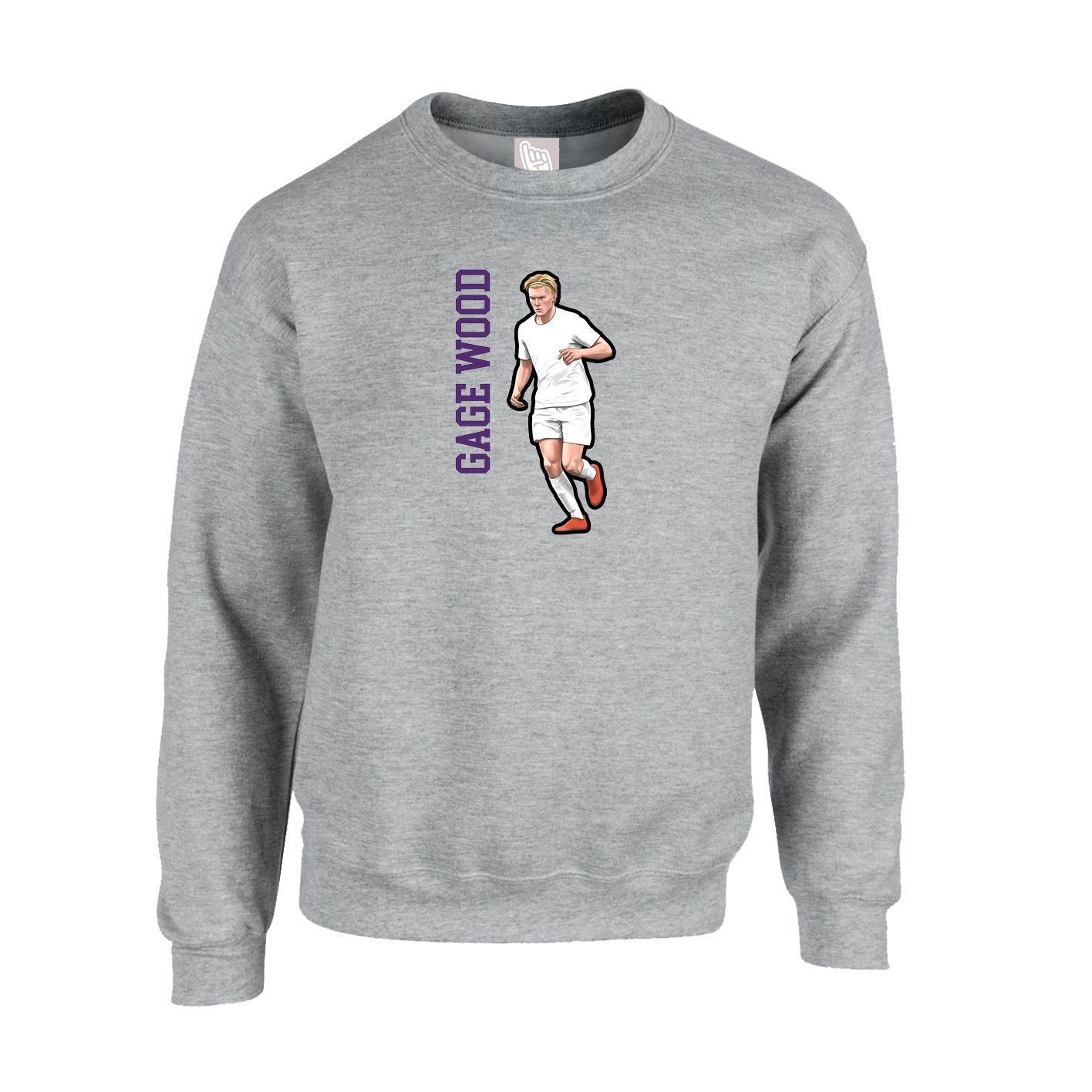 Fleece Crew — Name Vertical in Grey