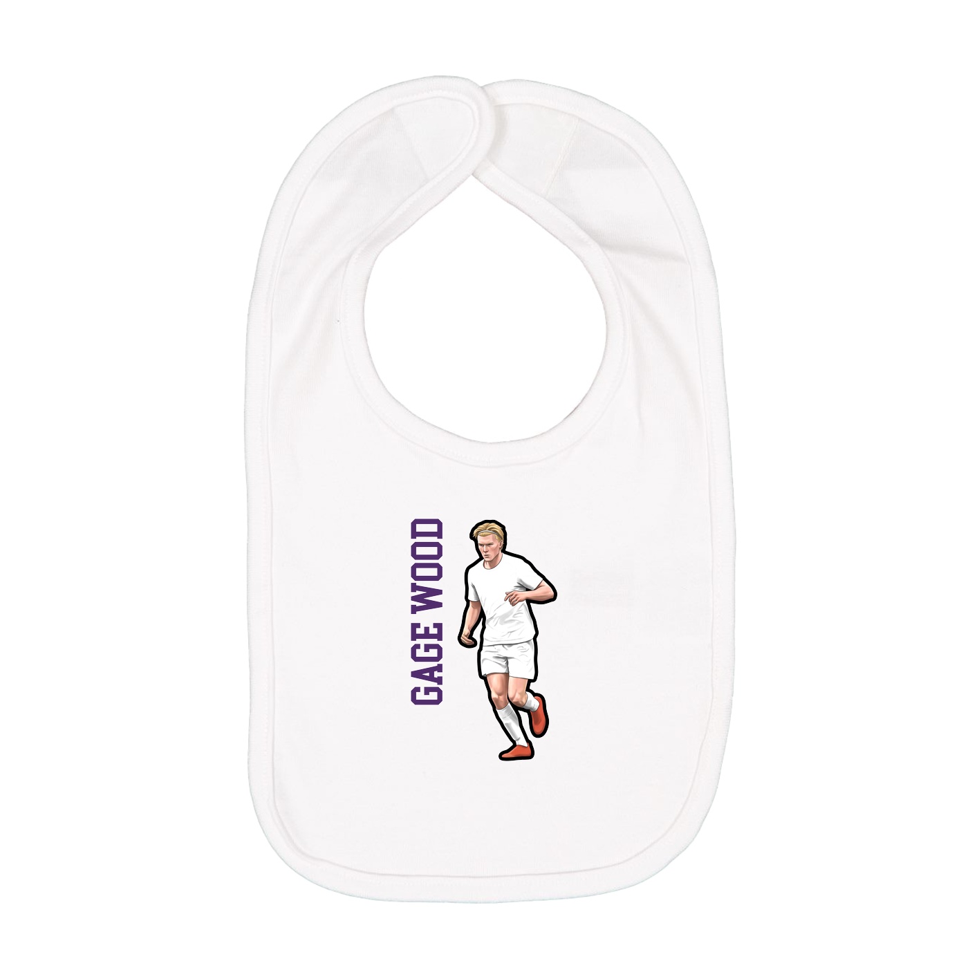 Infant Bib — Name Vertical in White