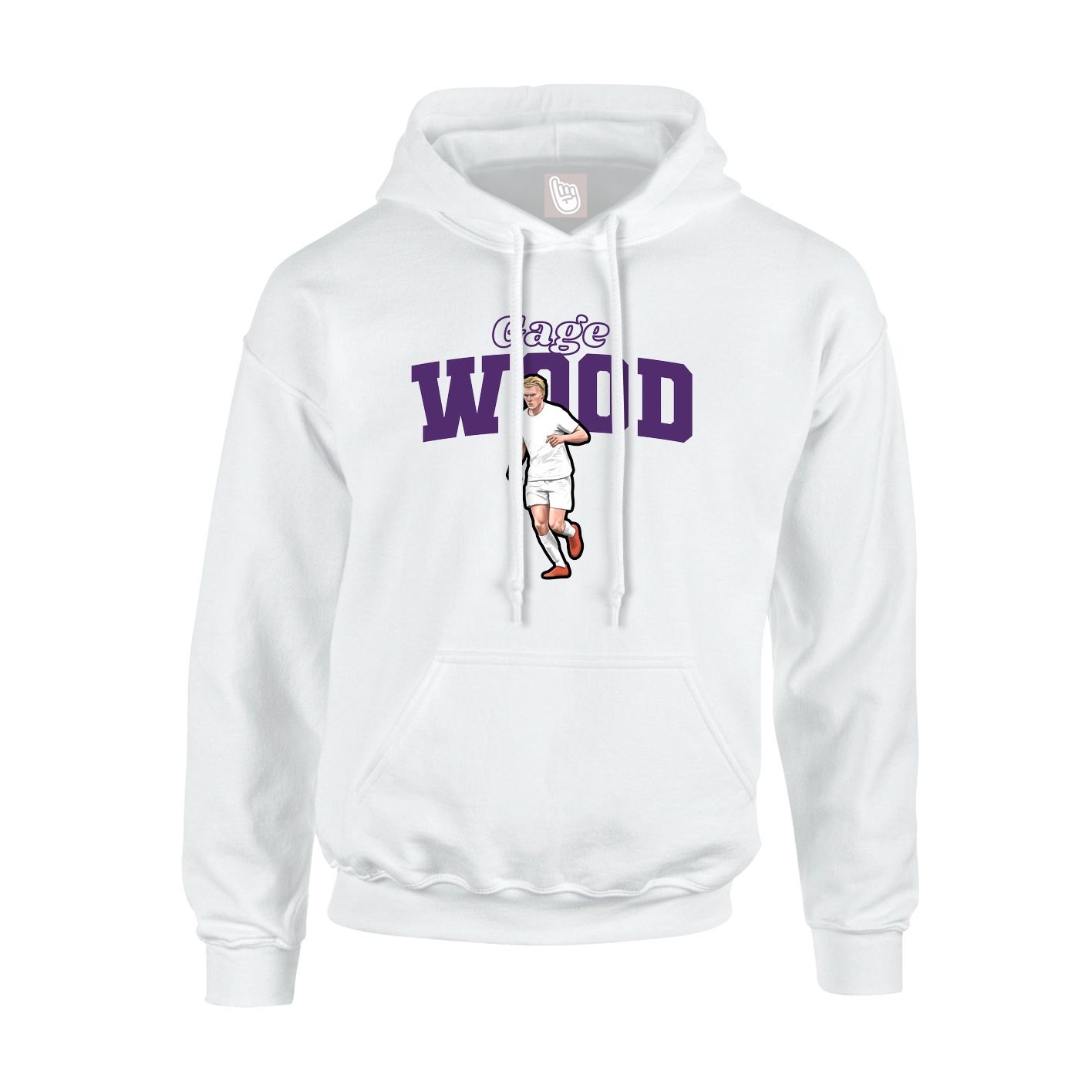 Youth Hoodie — Name Arch in White