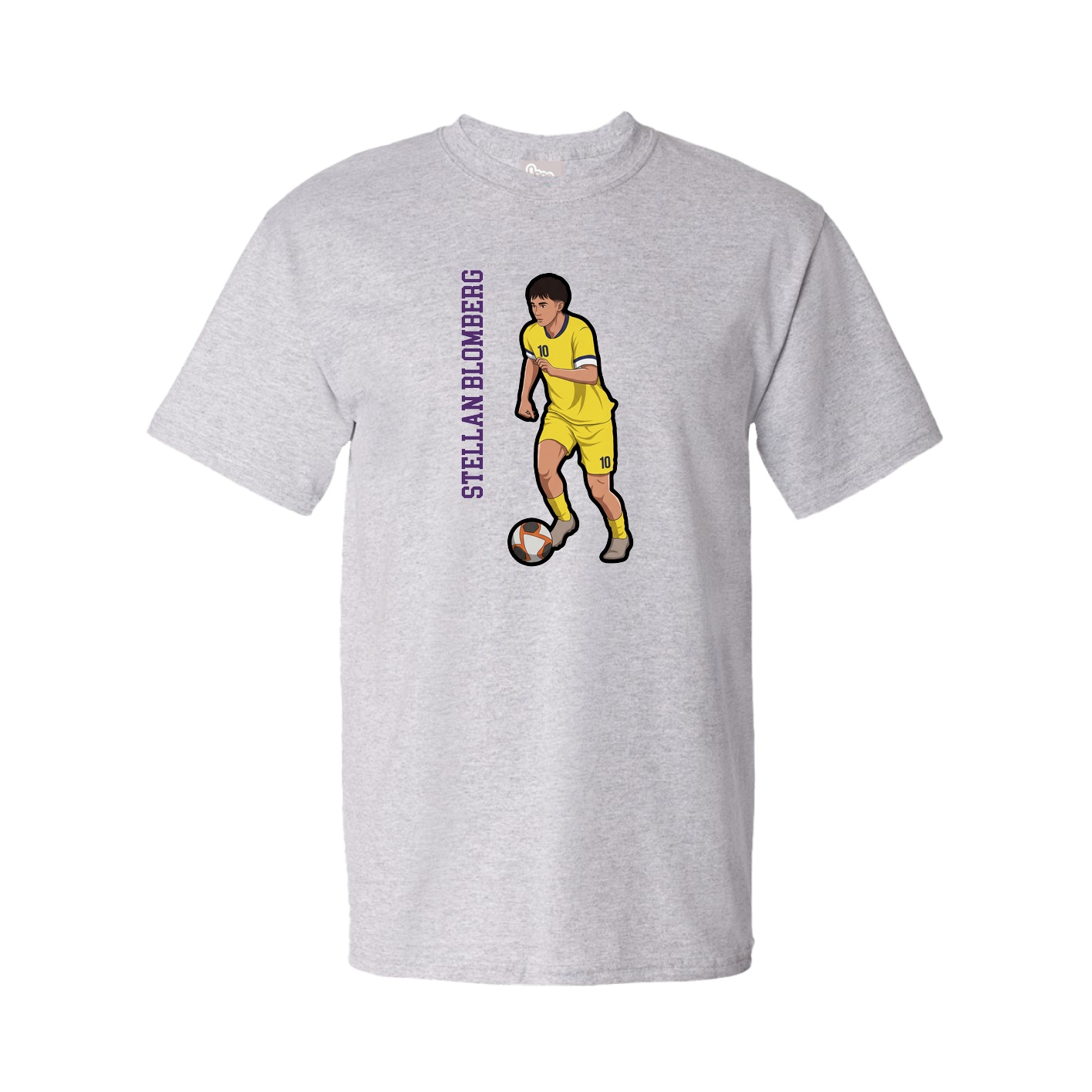 Youth Tee — Name Vertical in Grey