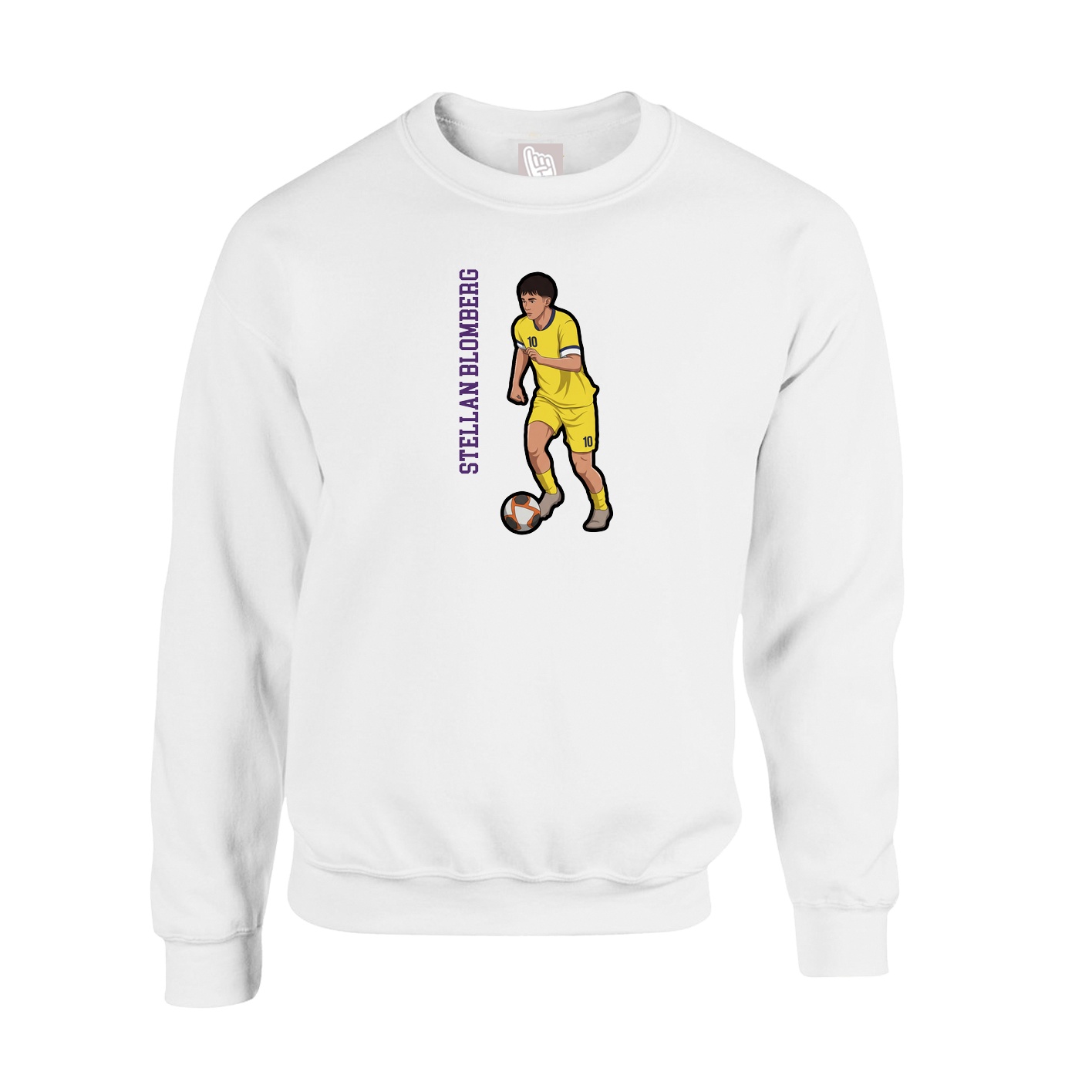 Fleece Crew — Name Vertical in White