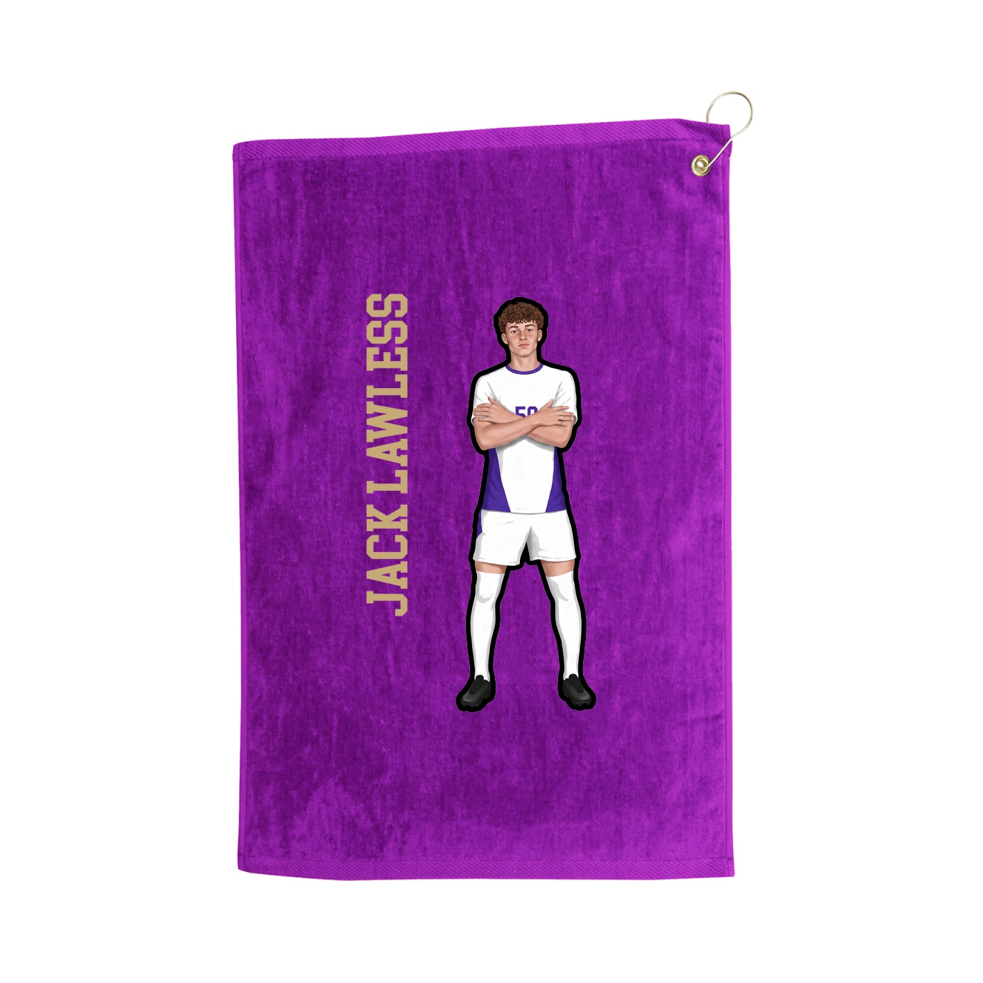 Golf Towel — Name Vertical in Purple