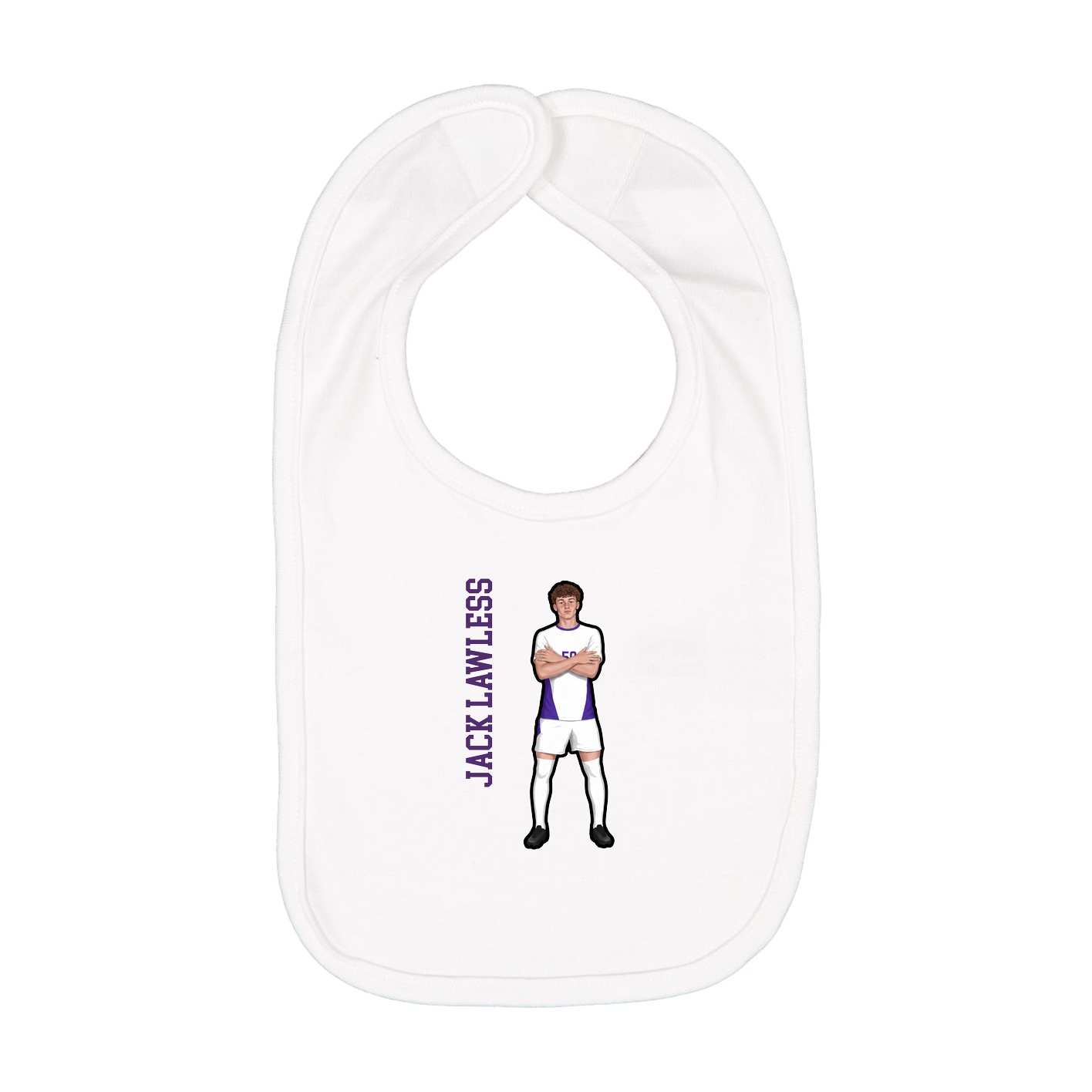 Infant Bib — Name Vertical in White