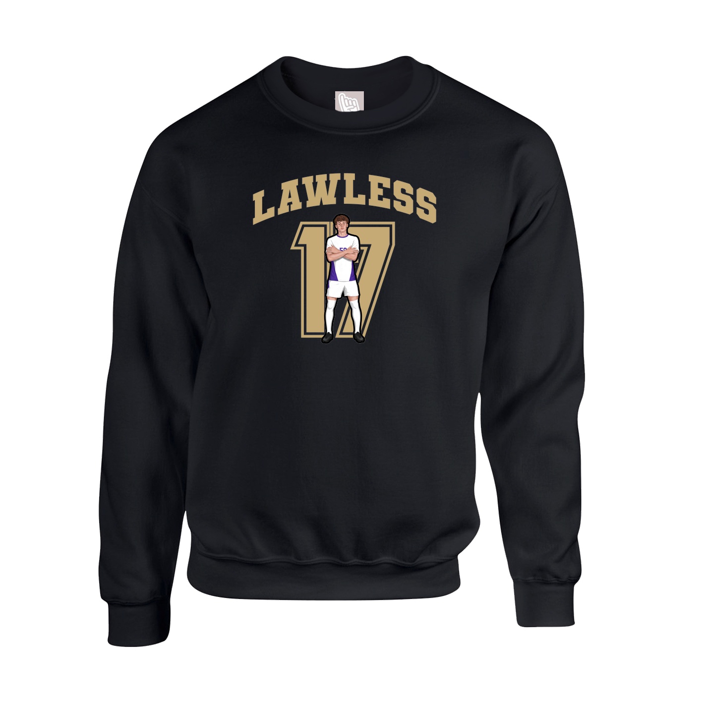 Fleece Crew — Number in Black