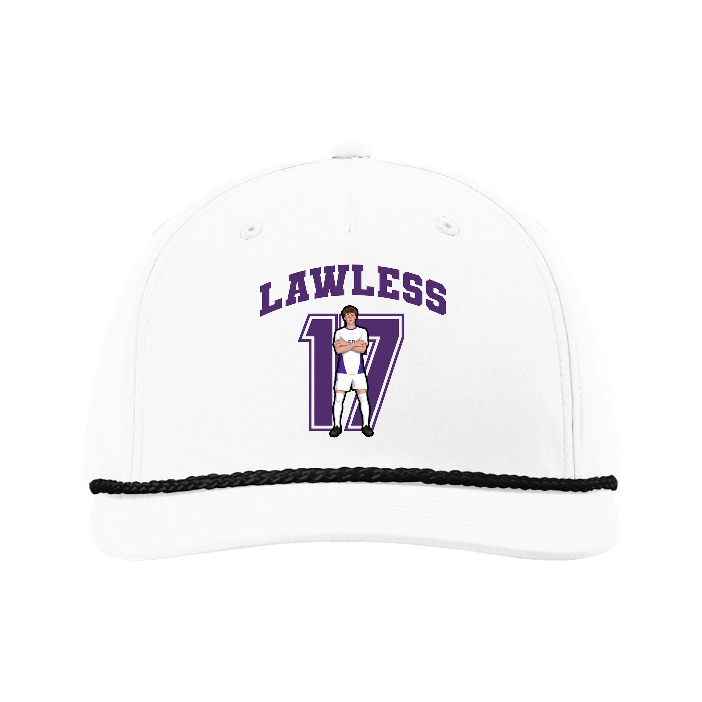 Five-Panel Classic Rope Cap — Number in White