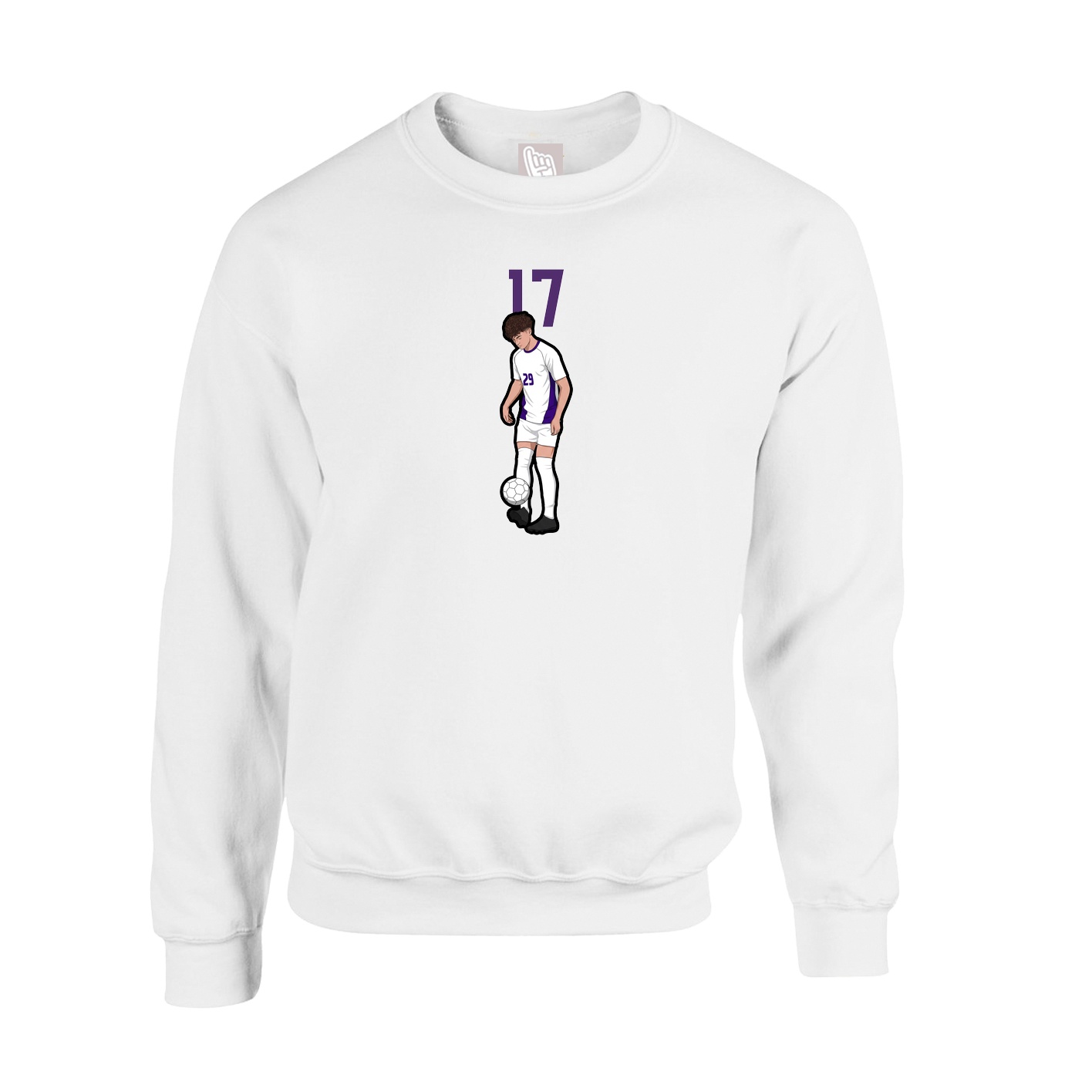 Fleece Crew — Number Top in White