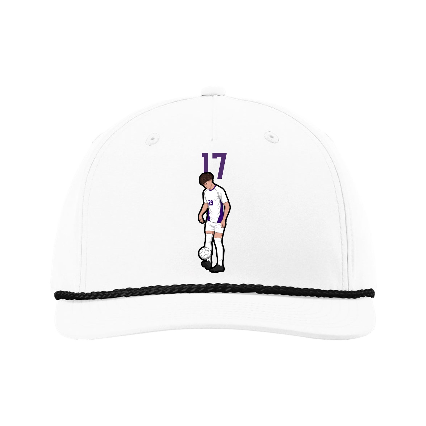Five-Panel Classic Rope Cap — Number Top in White