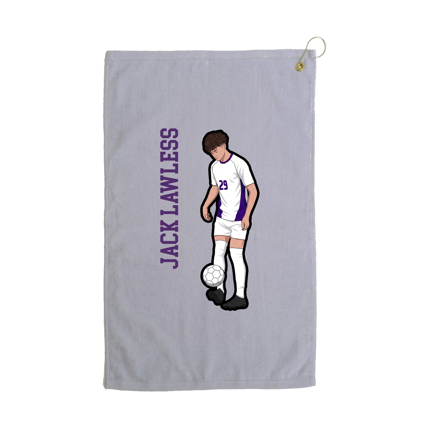 Golf Towel — Name Vertical in Grey