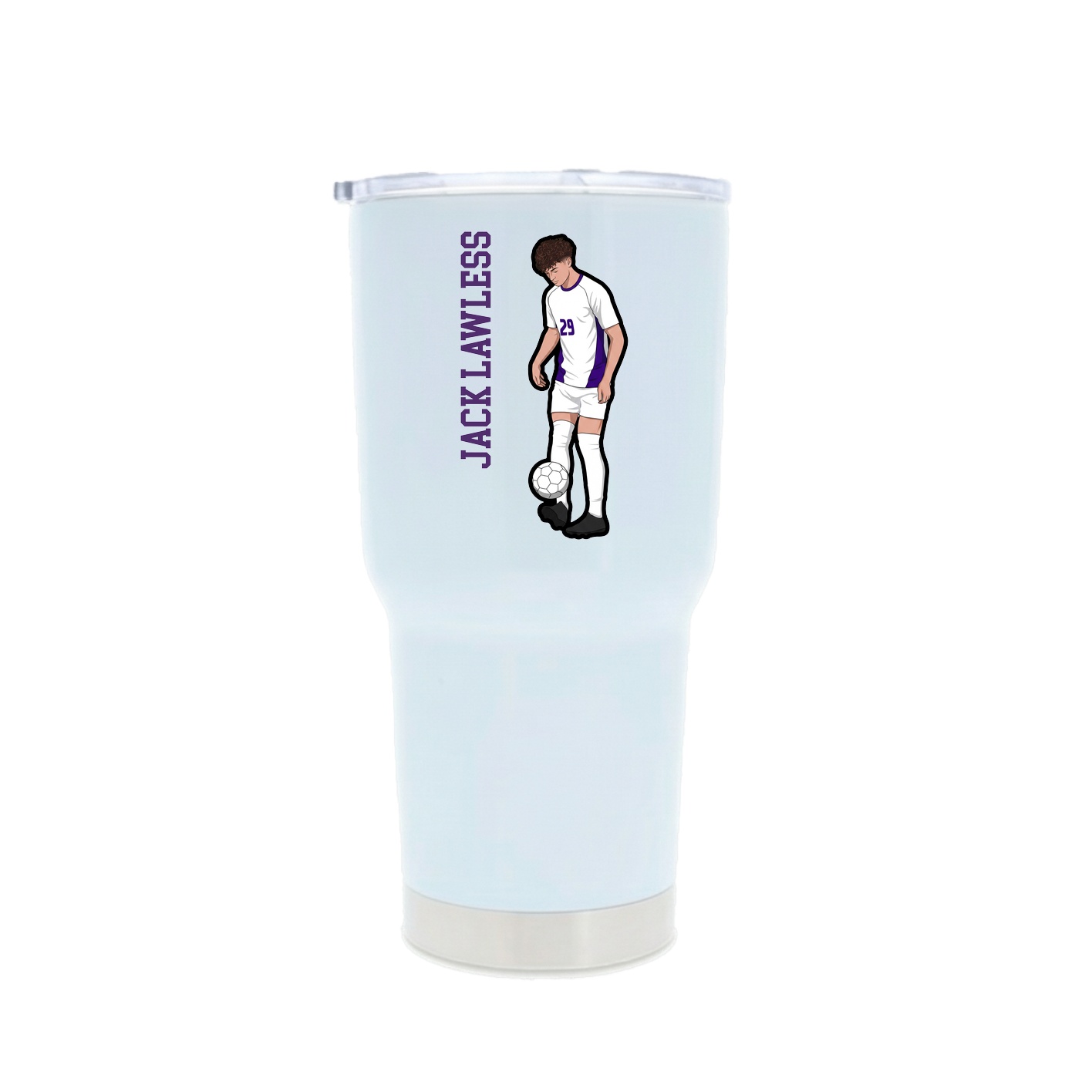 30oz Stainless Steel Tumbler — Name Vertical in White