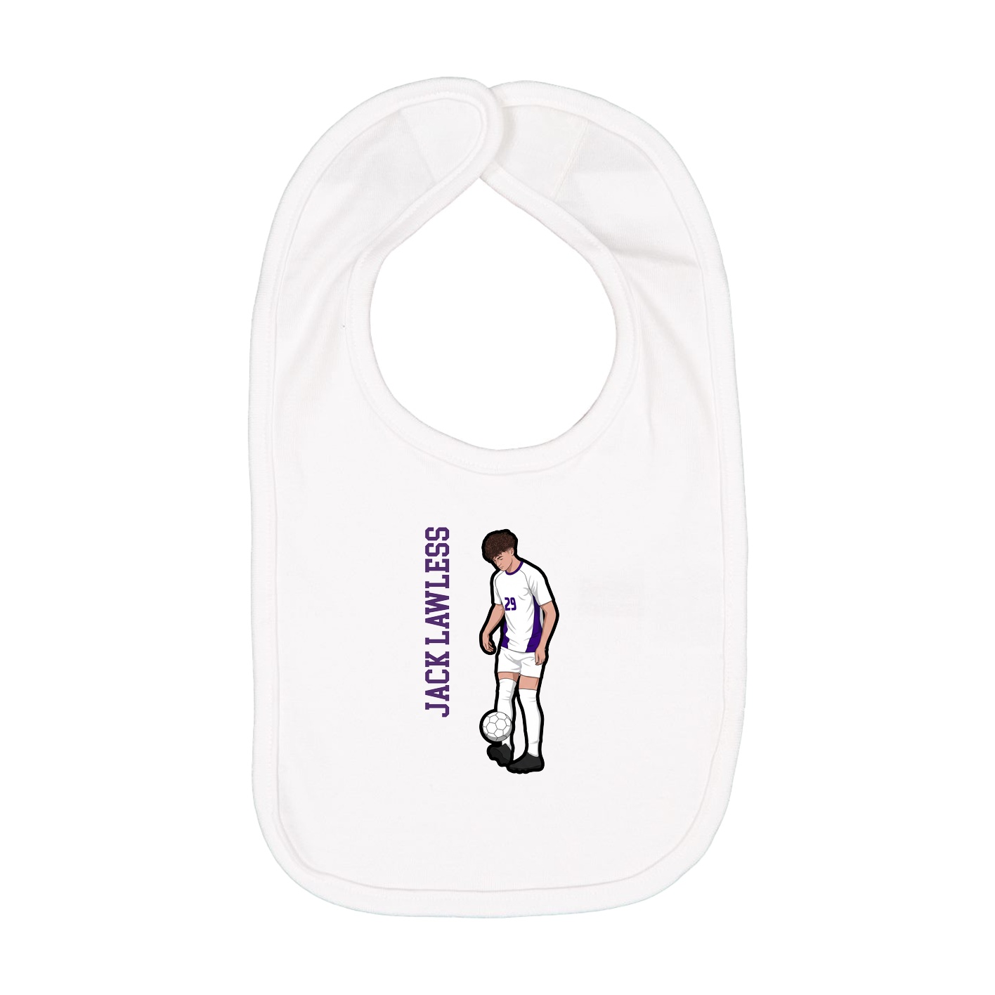 Infant Bib — Name Vertical in White