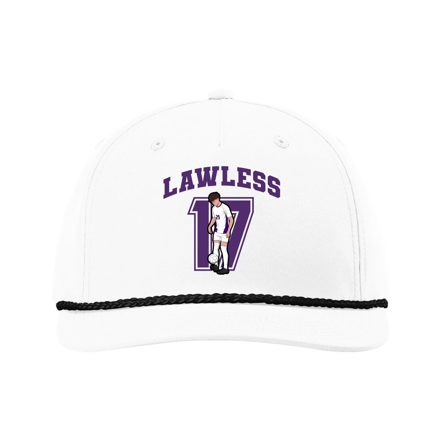 Five-Panel Classic Rope Cap — Number in White
