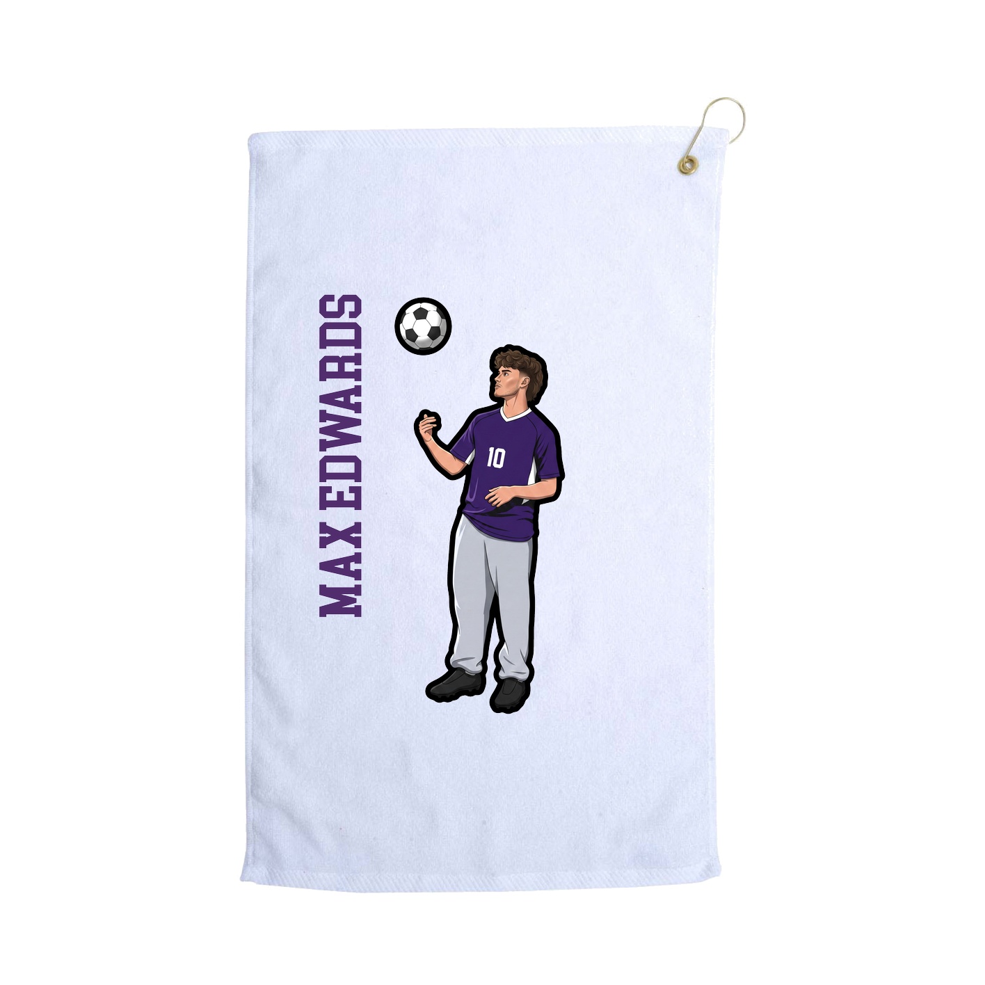 Golf Towel — Name Vertical in White