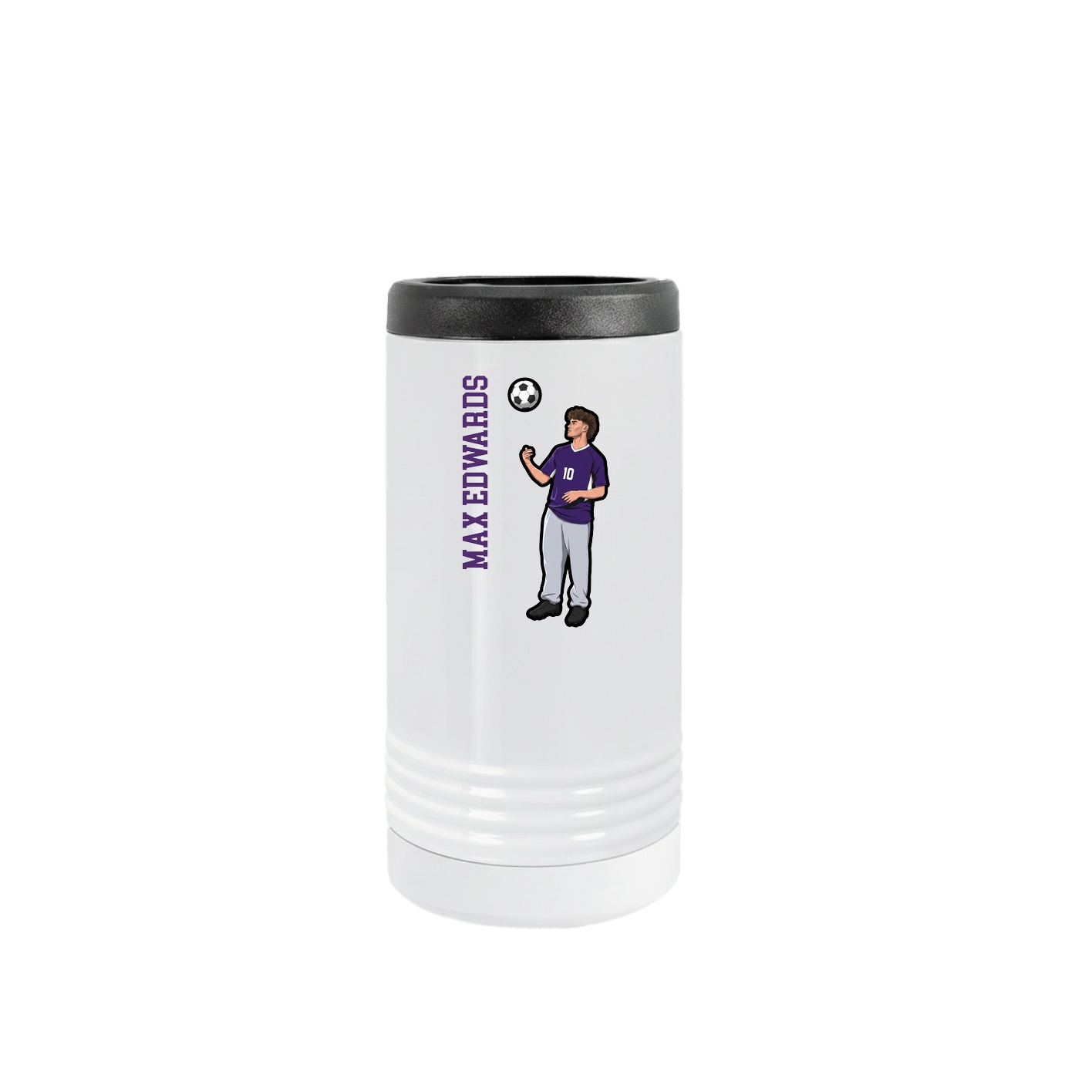 Slim Beverage Holder — Name Vertical in White