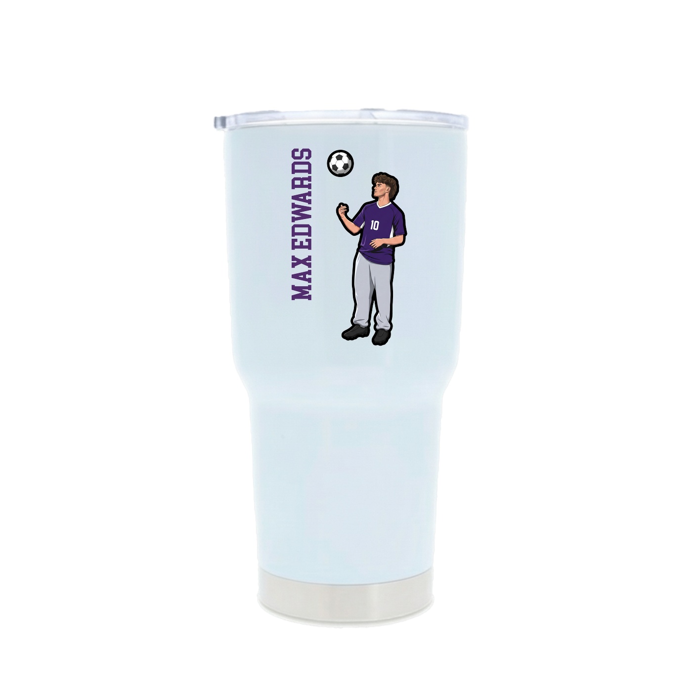 30oz Stainless Steel Tumbler — Name Vertical in White