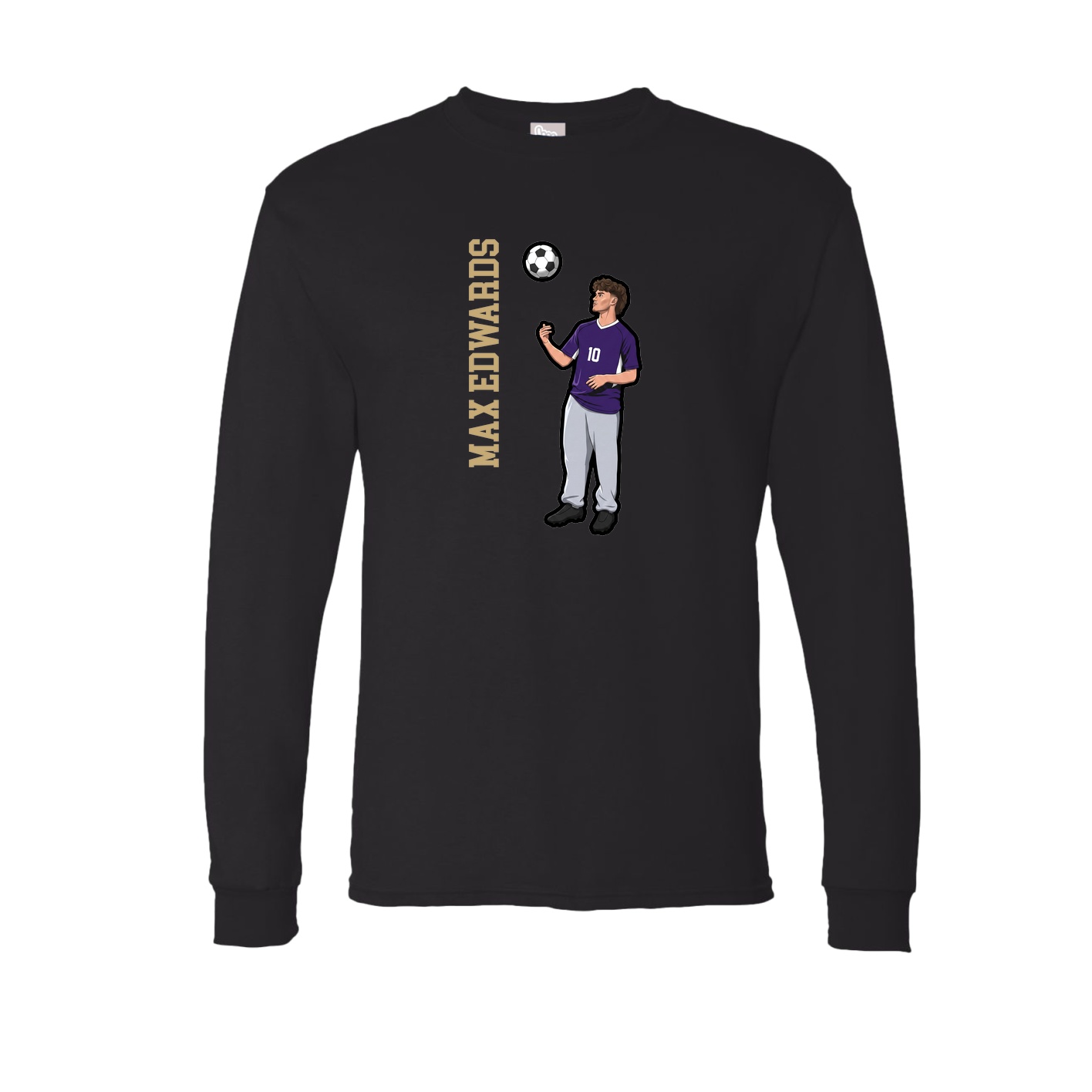 Long Sleeve Tee — Name Vertical in Black