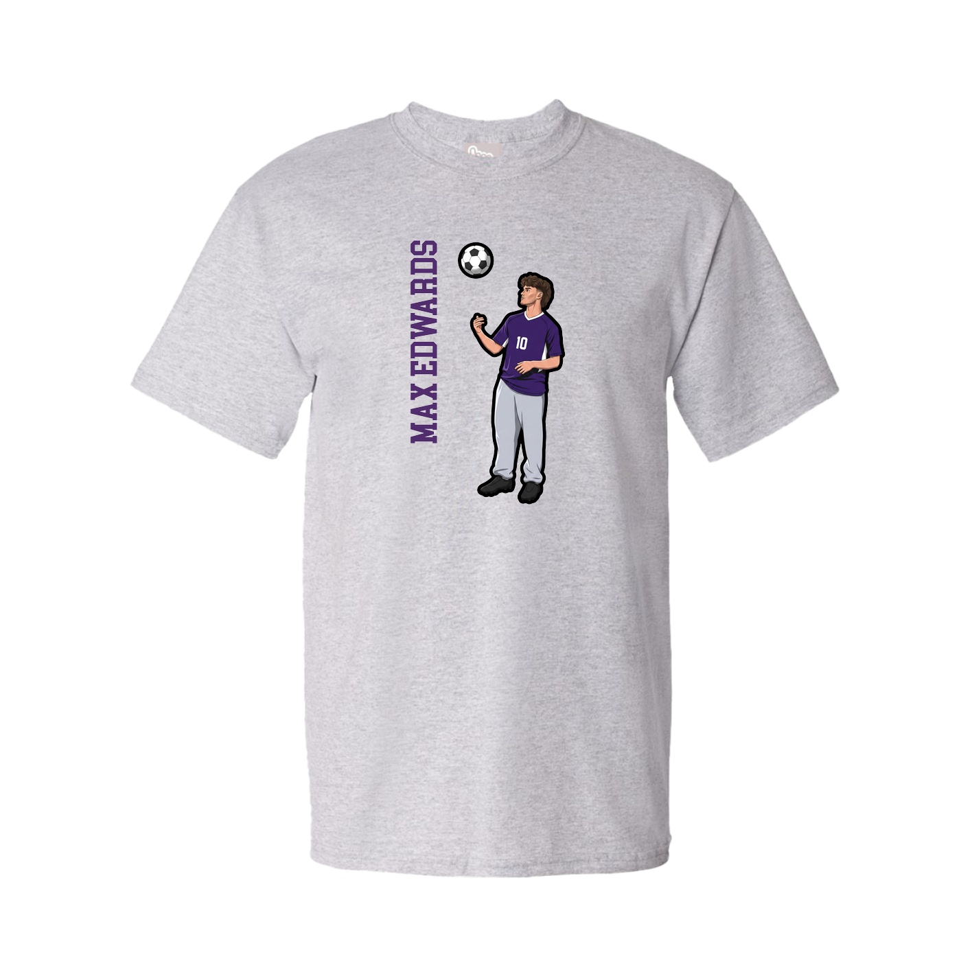 Youth Tee — Name Vertical in Grey