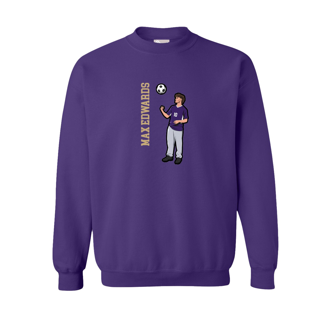Fleece Crew — Name Vertical in Purple