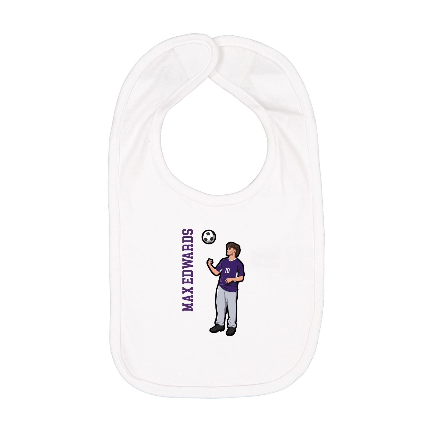 Infant Bib — Name Vertical in White