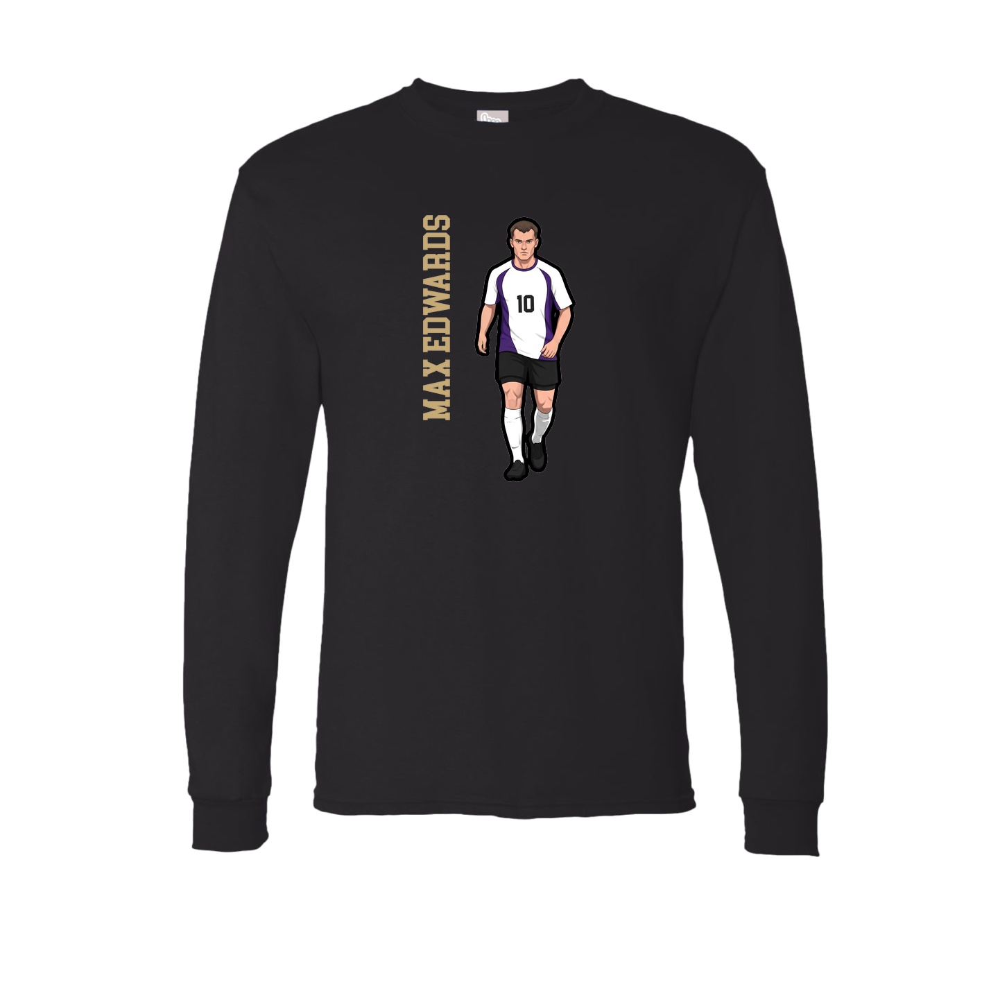 Long Sleeve Tee — Name Vertical in Black