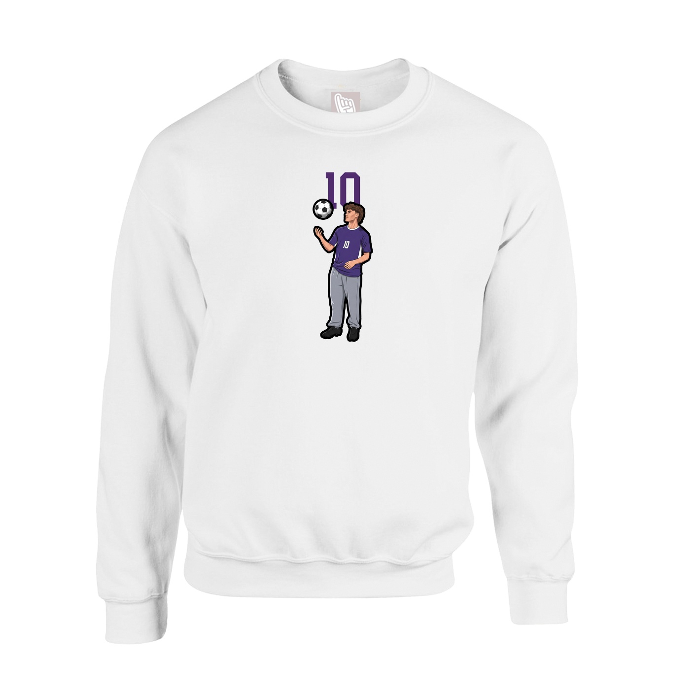 Fleece Crew — Number Top in White