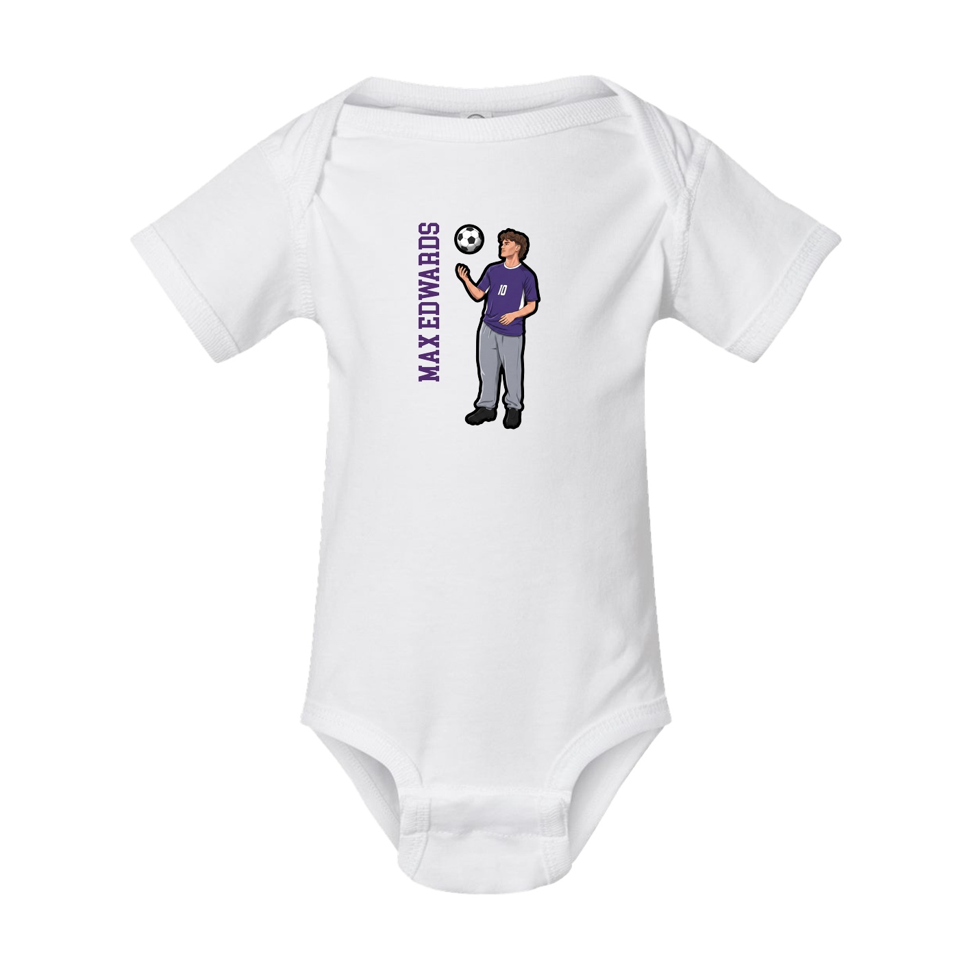 Baby Onesie — Name Vertical in White