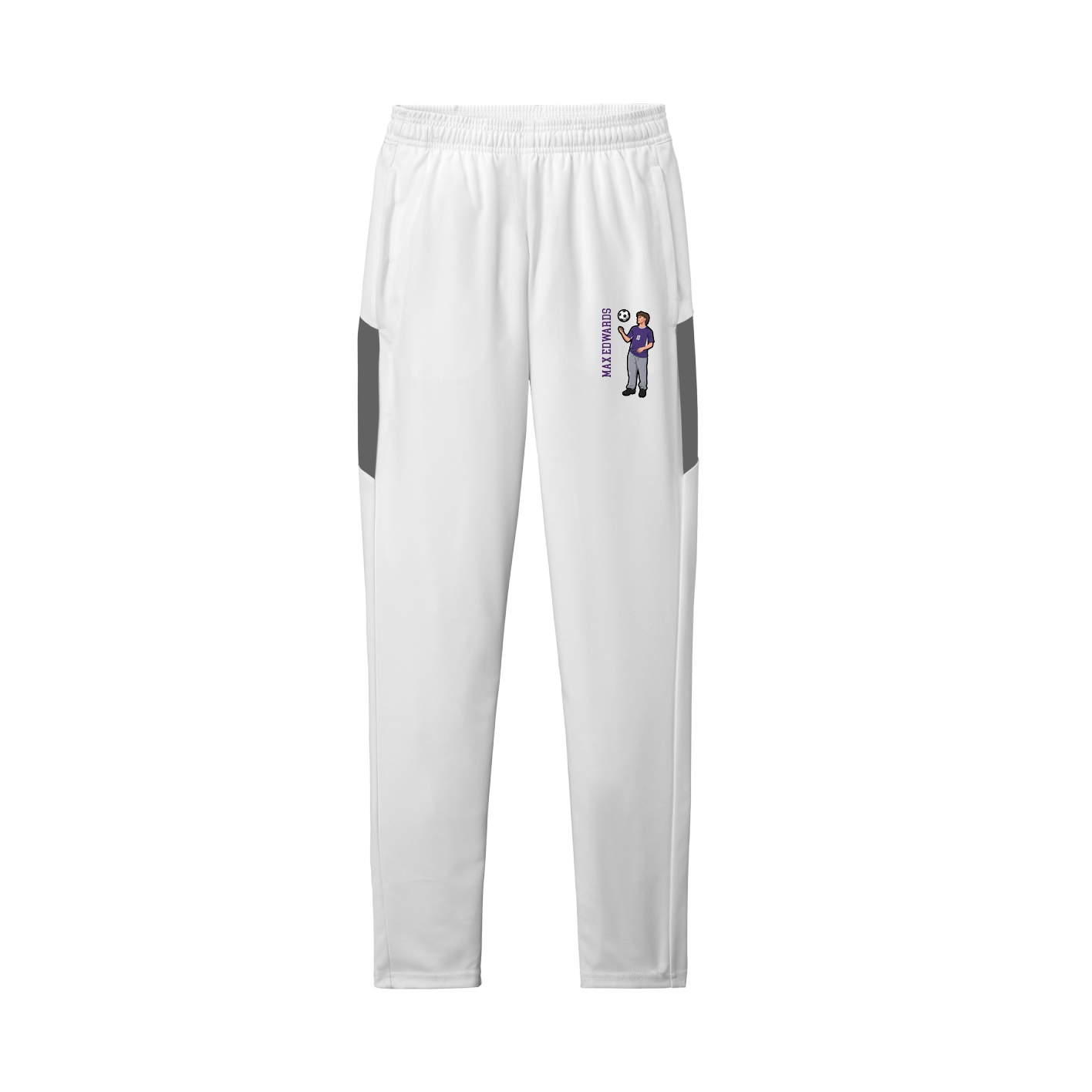 Team Travel Pant — Name Vertical in White/Grey