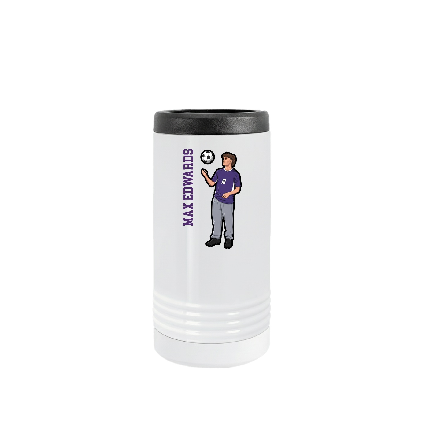 Slim Beverage Holder — Name Vertical in White
